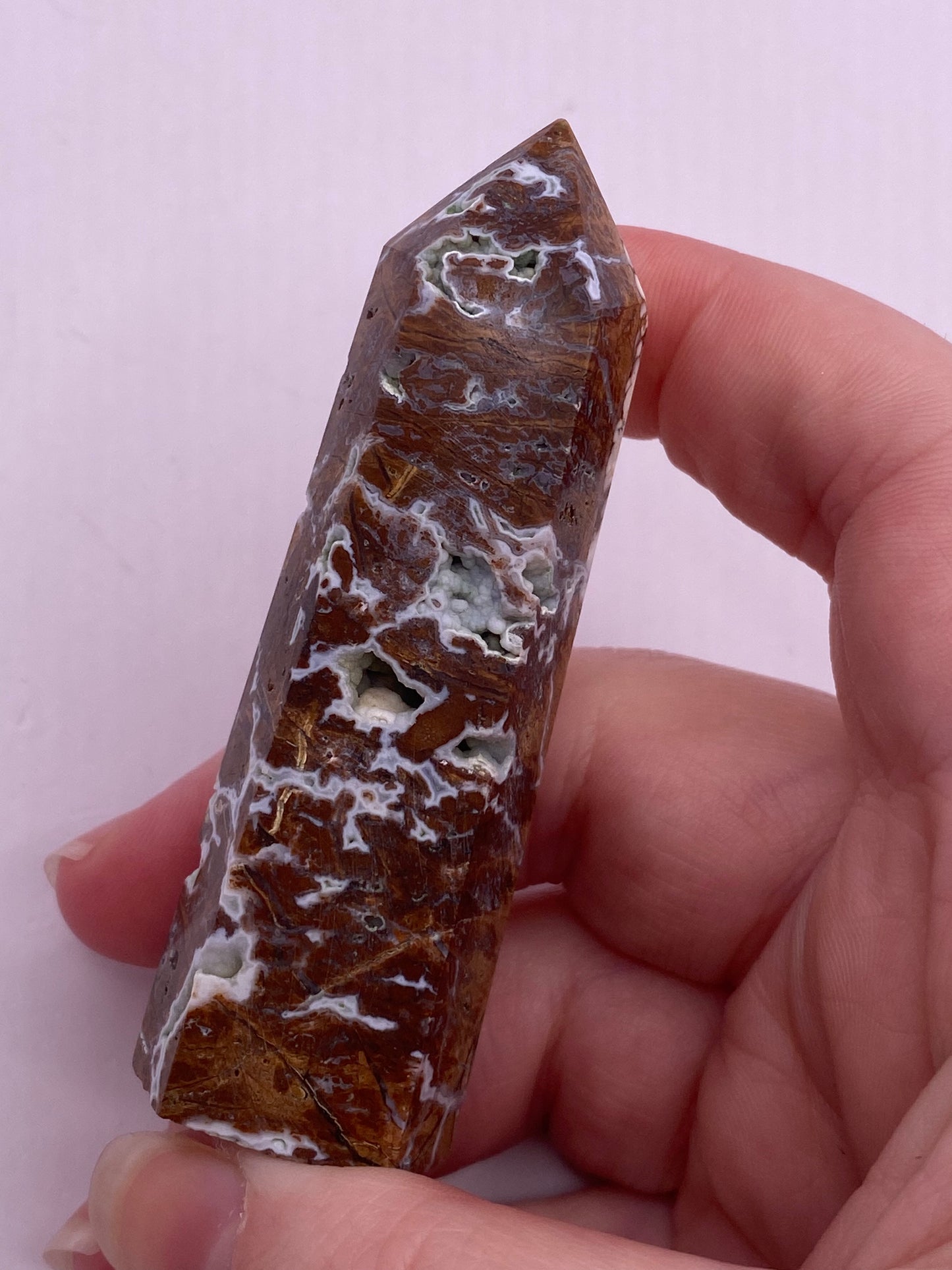 Druzey Plumed Jasper crystal tower