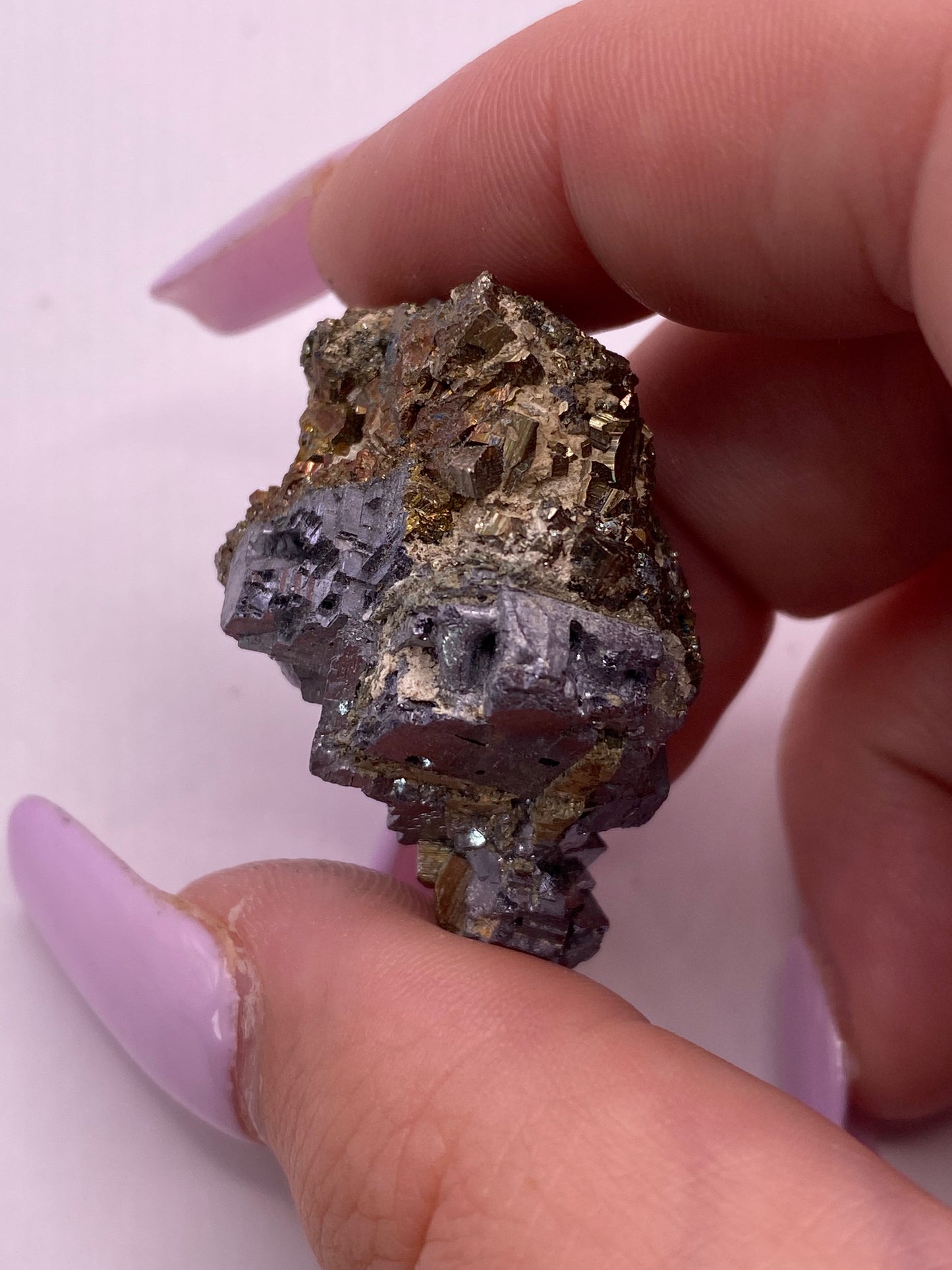 Iridescent Pyrite and Galena Cluster