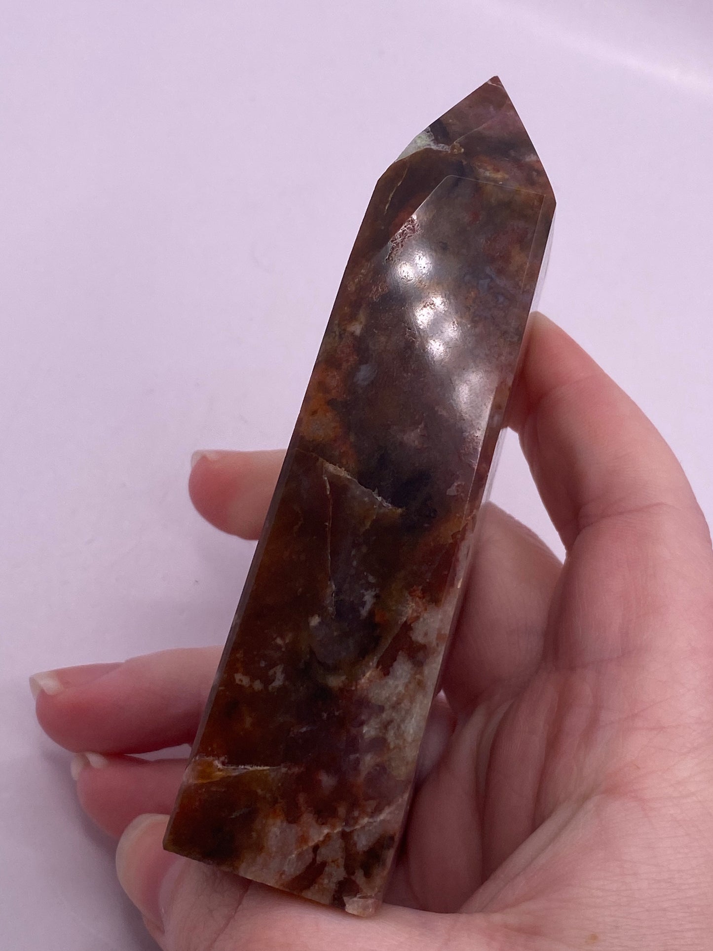 Large Red Moss agate Tower