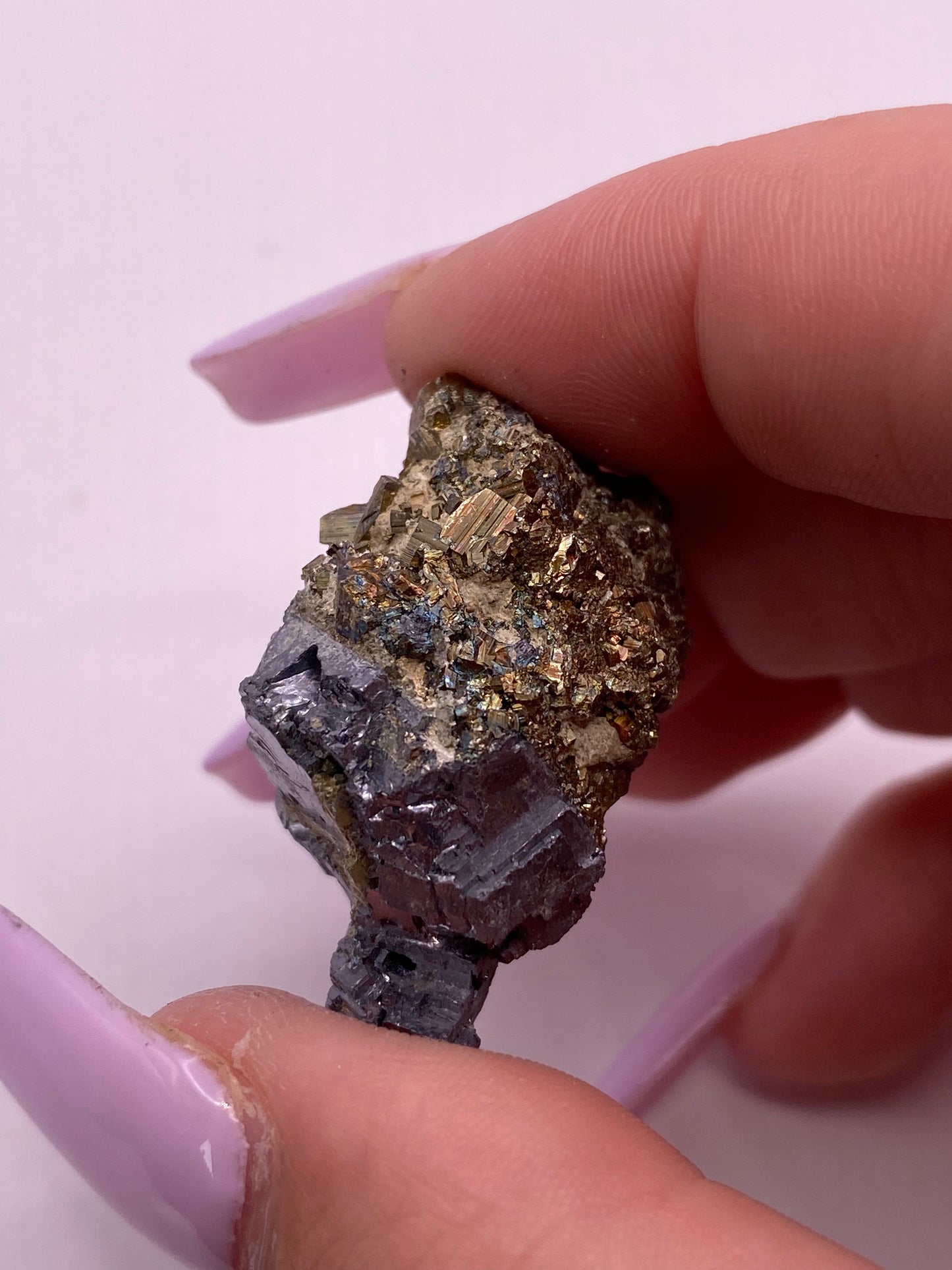 Iridescent Pyrite and Galena Cluster