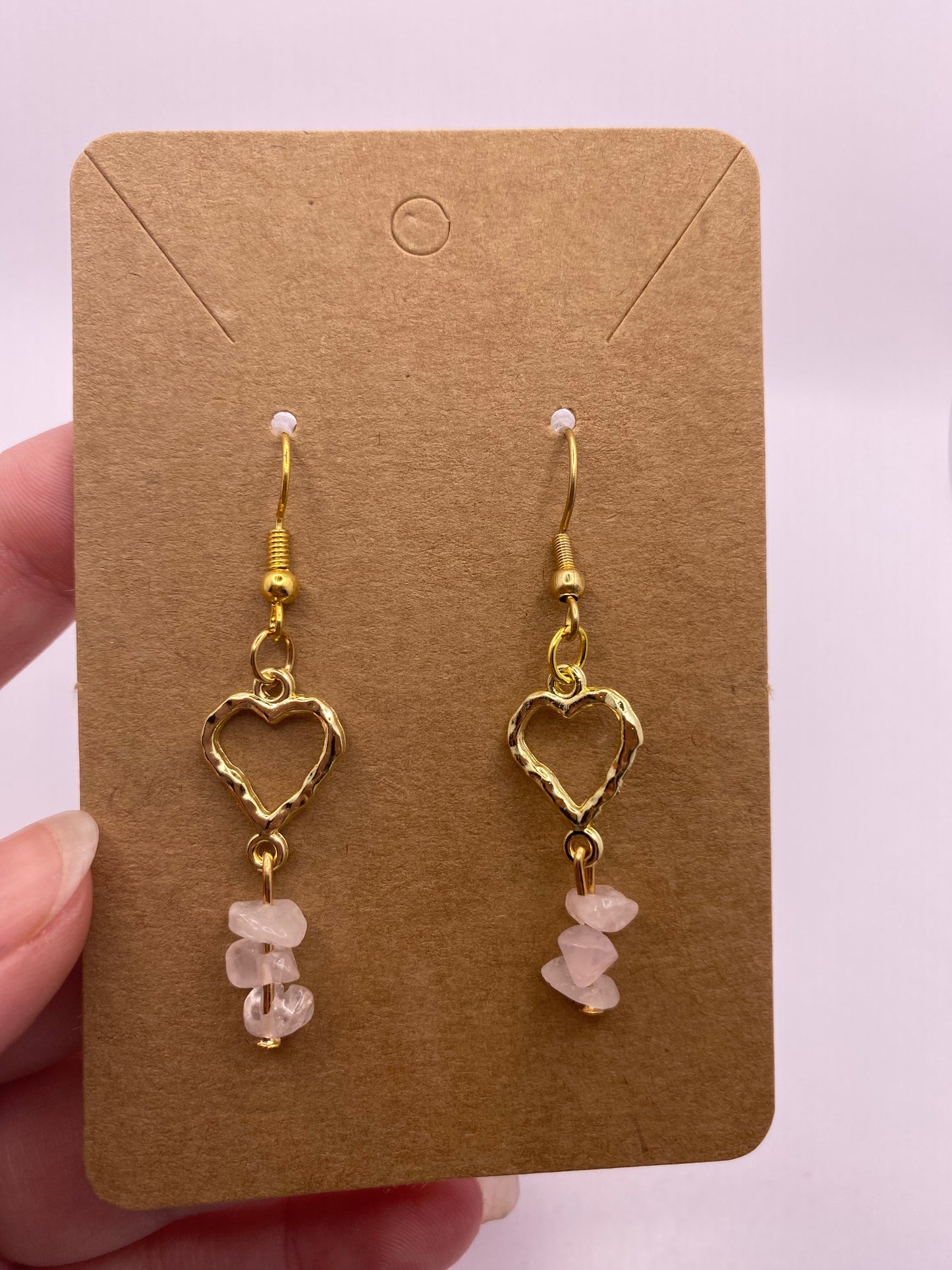 Rose Quartz Heart Earrings