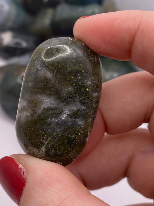 Moss agate tumble