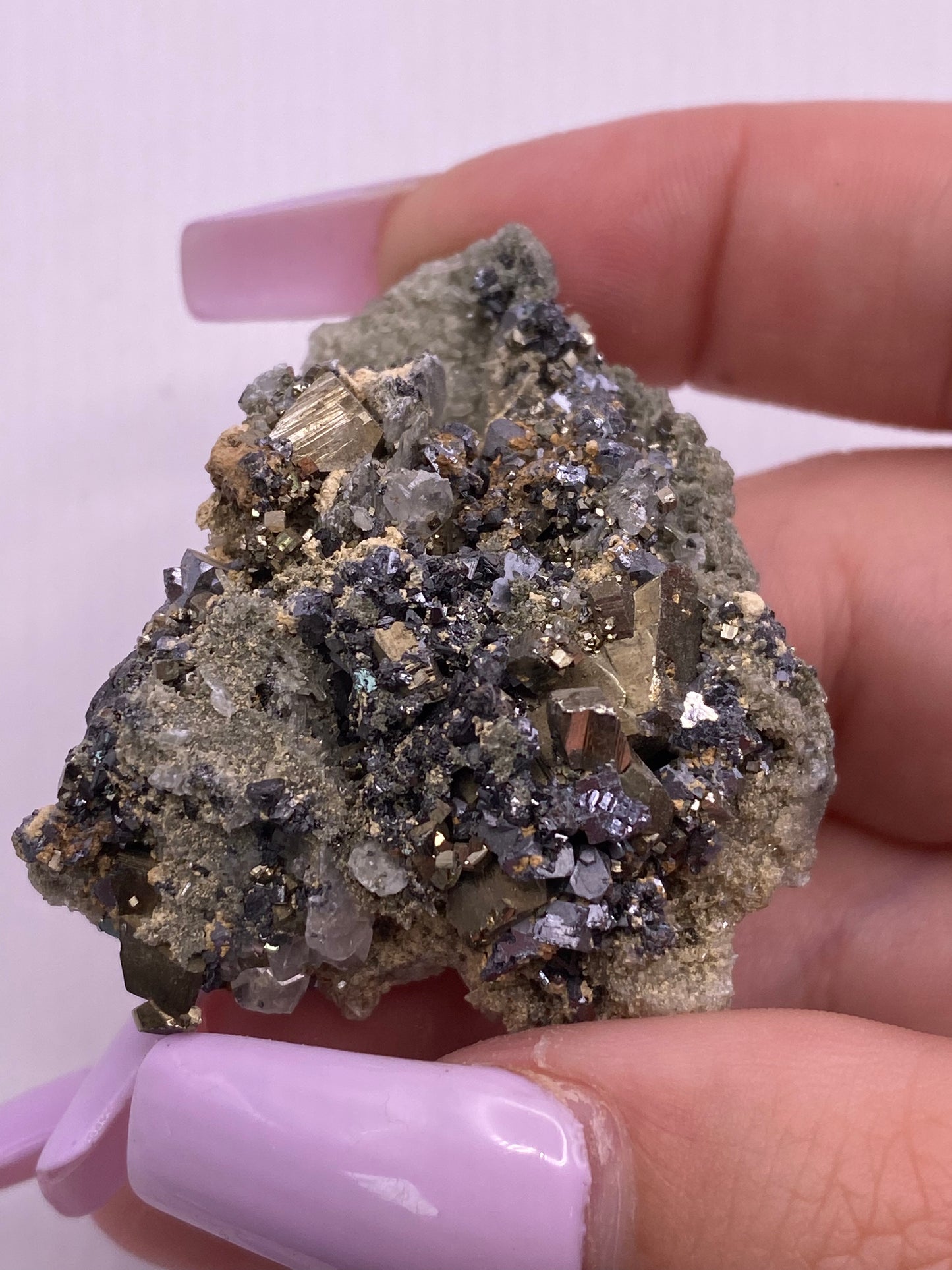 Pyrite, Galena, Quartz and Calcite Cluster