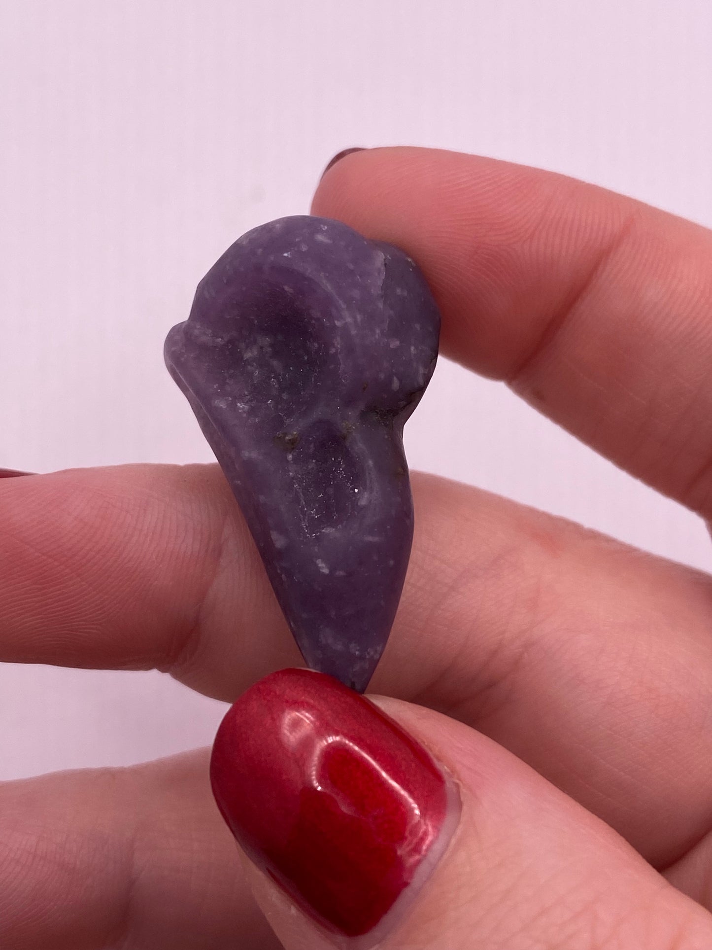 Lepidolite Crows Skull Crystal Carving