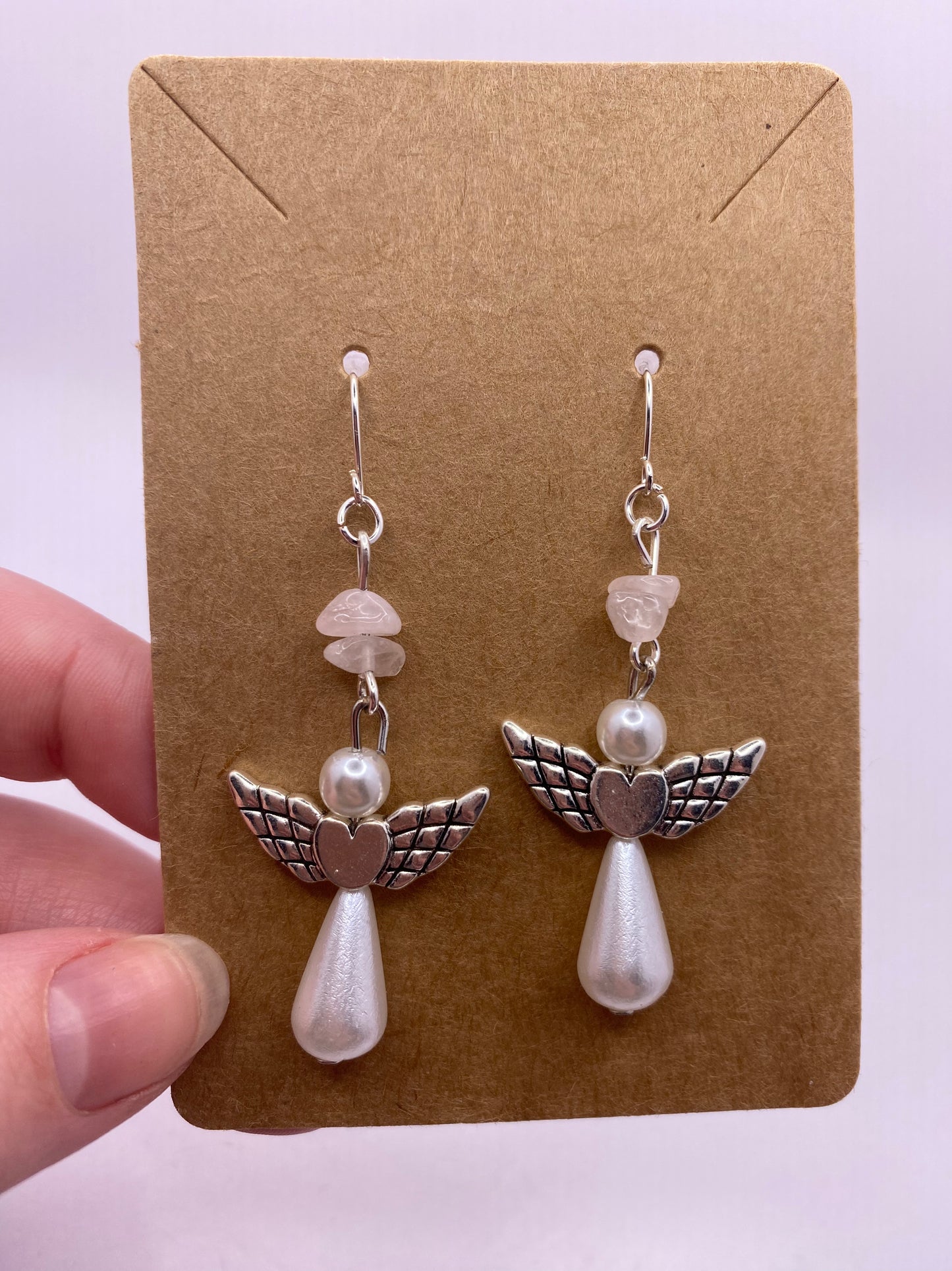 Rose Quartz Angel Earrings