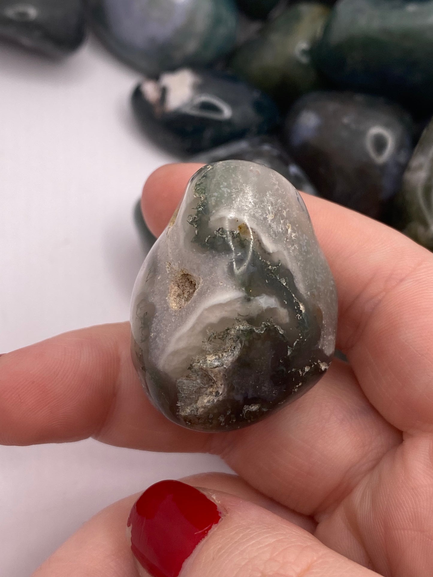 Moss agate tumble