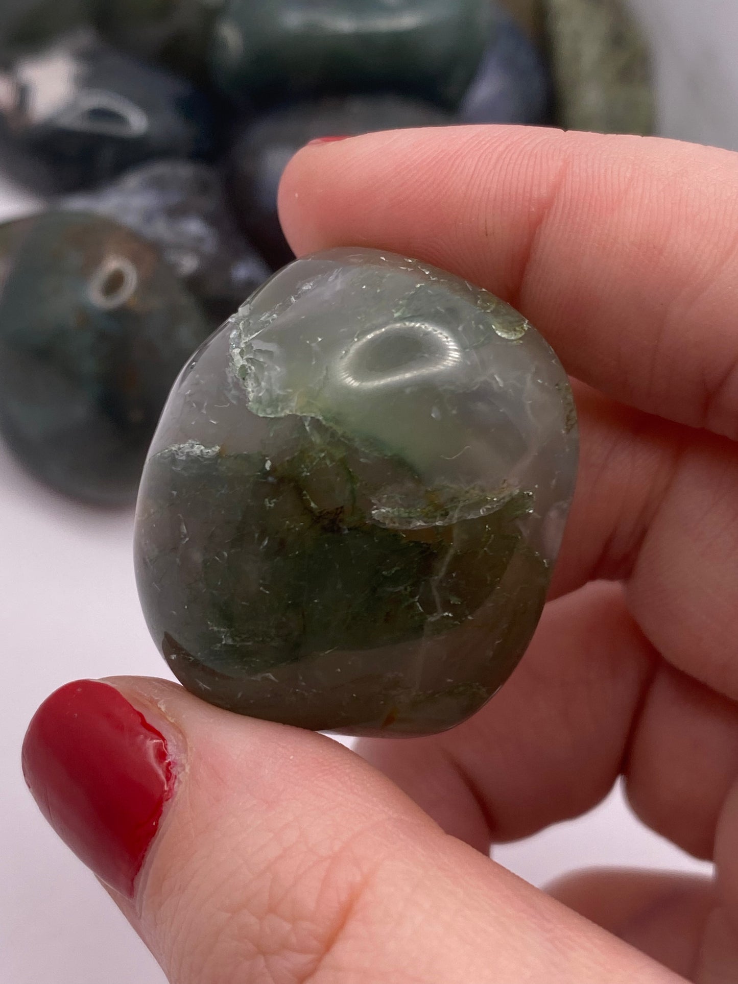 Moss agate tumble