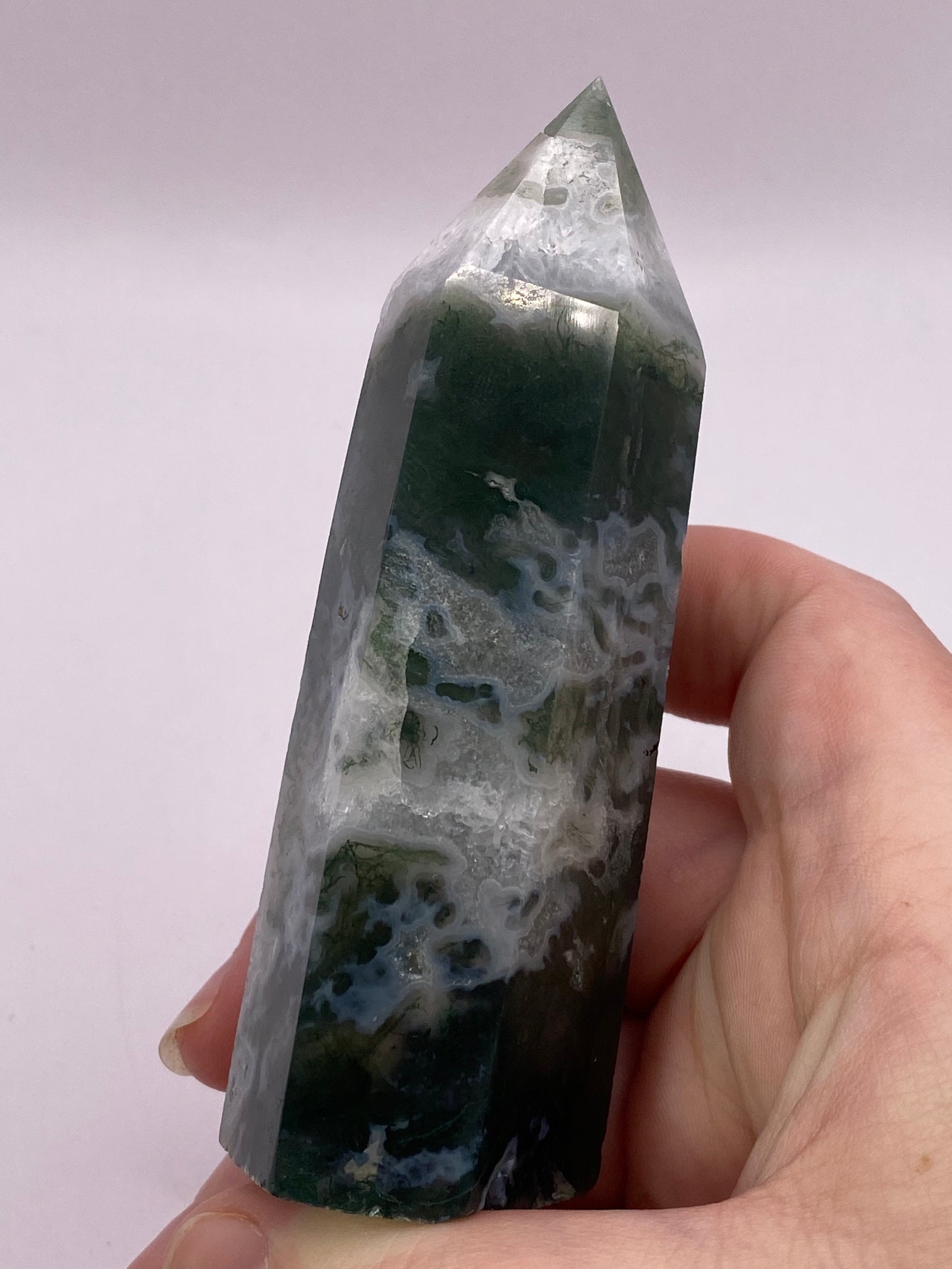 Large Moss Agate Tower