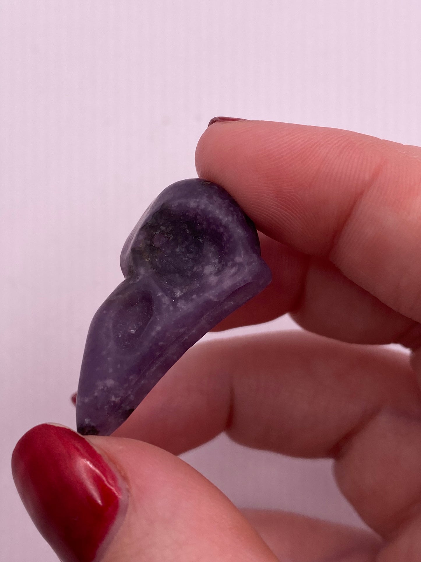 Lepidolite Crows Skull Crystal Carving