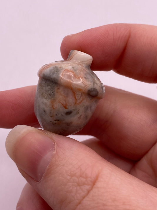 Lace agate acorn