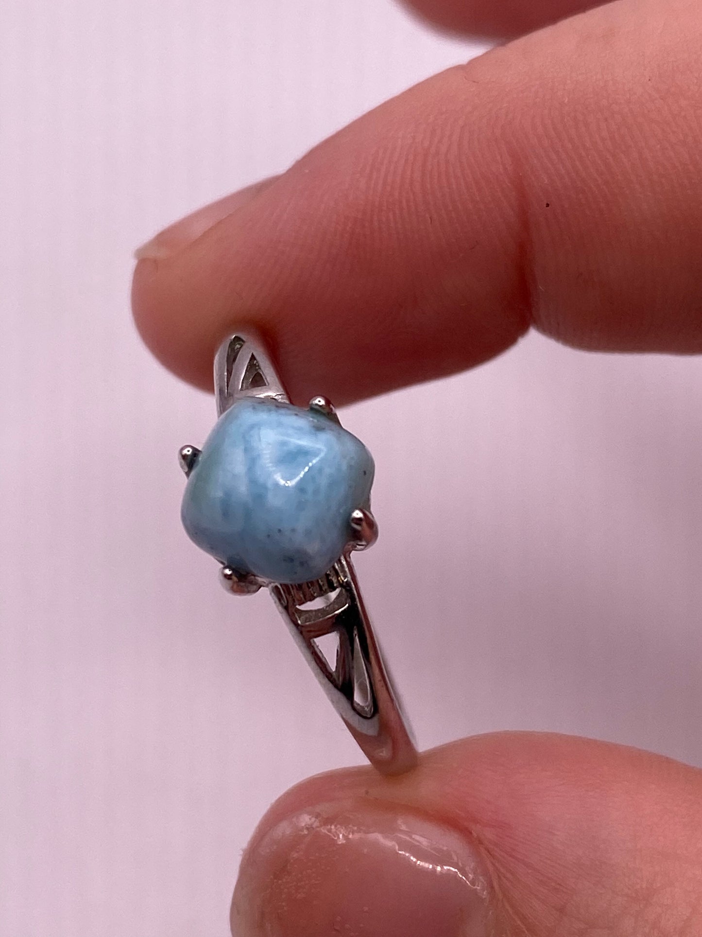 Silver Larimar Ring Adjustable