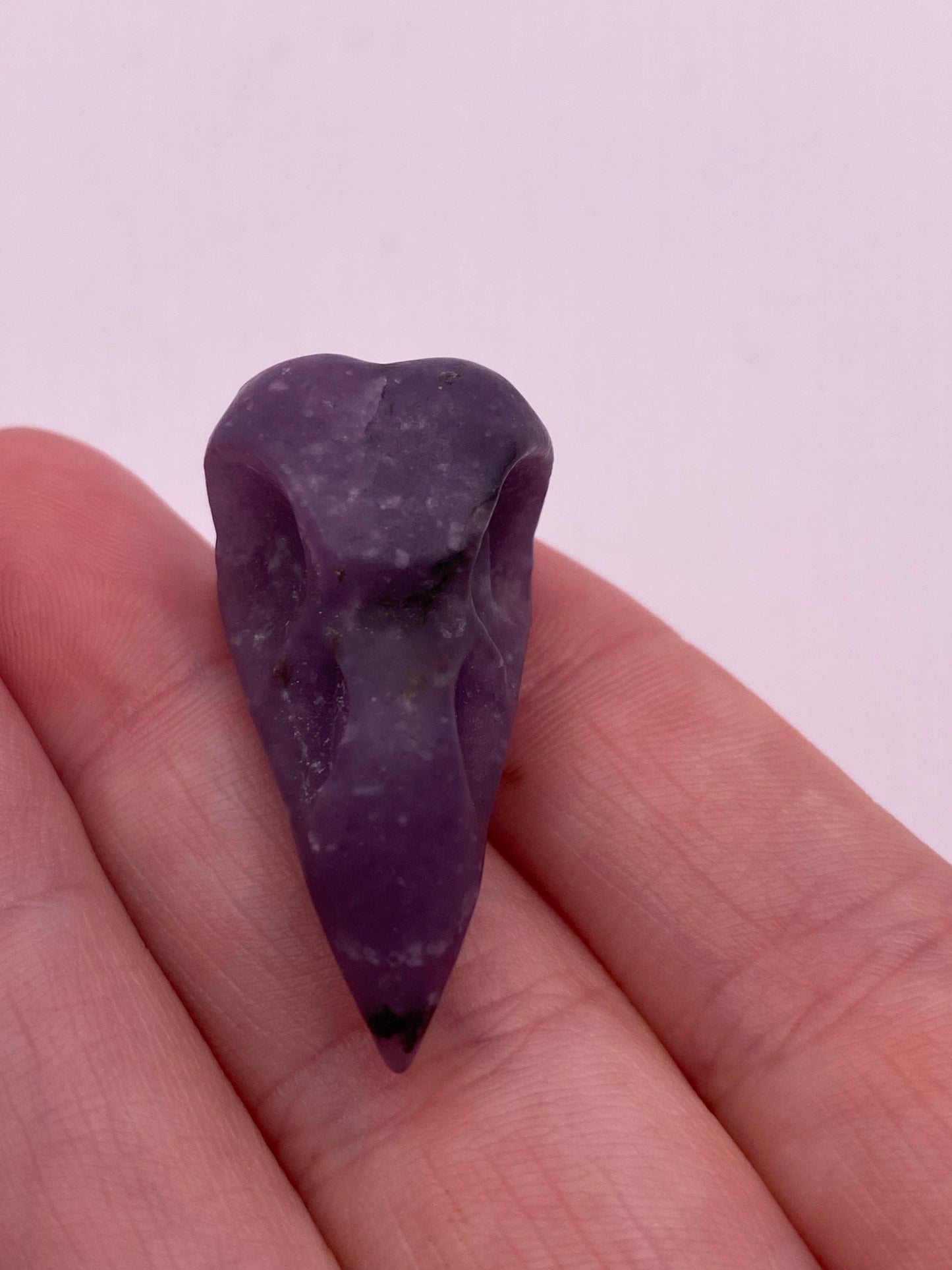 Lepidolite Crows Skull Crystal Carving