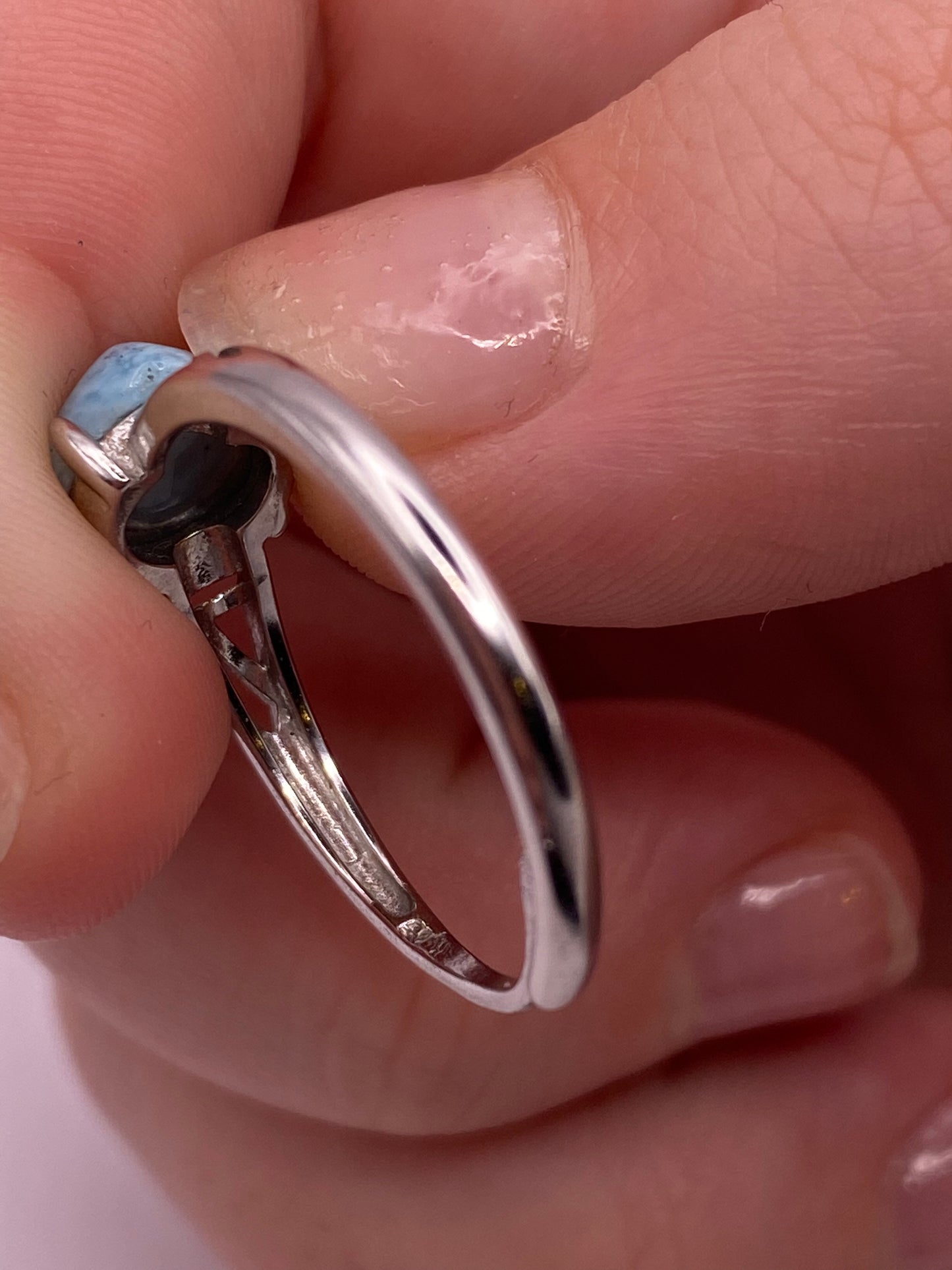 Silver Larimar Ring Adjustable