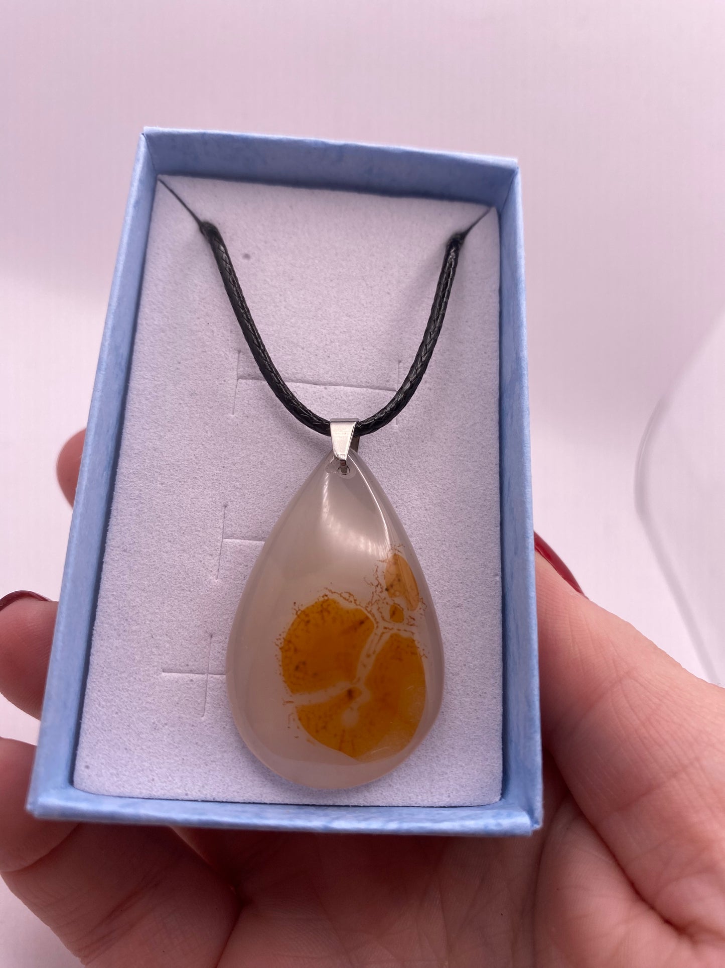 Dendritic agate crystal necklace