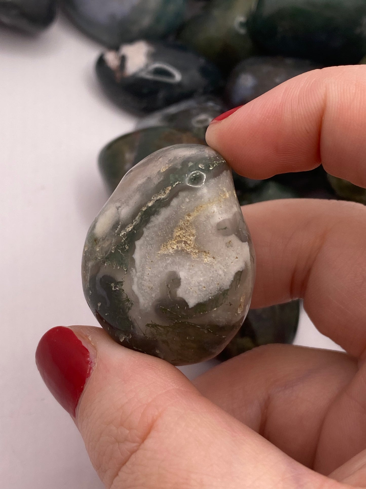 Moss agate tumble