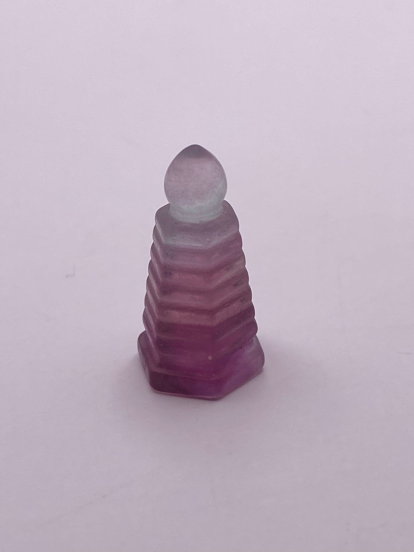 Mini fluorite lighthouse carving