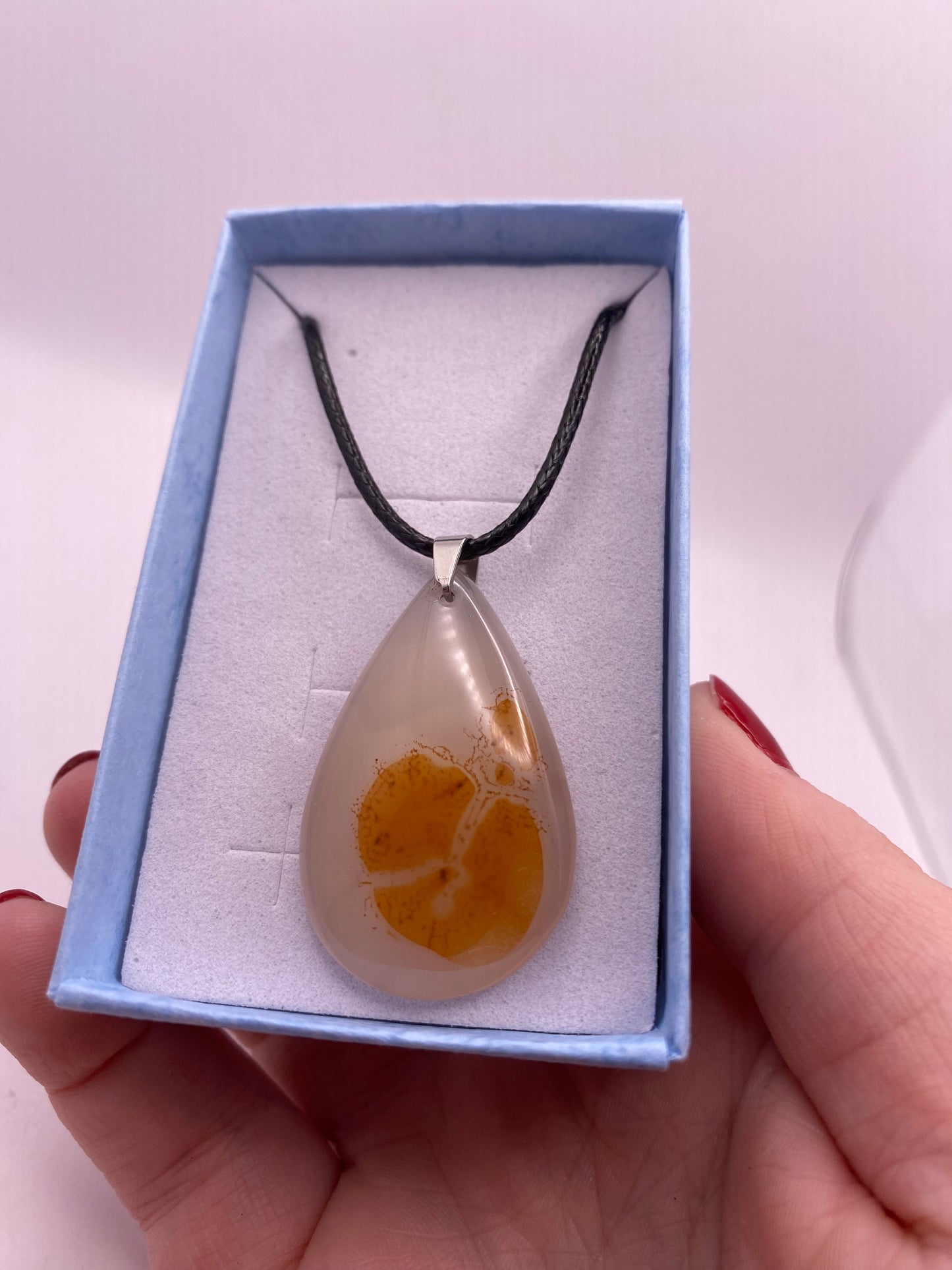 Dendritic agate crystal necklace