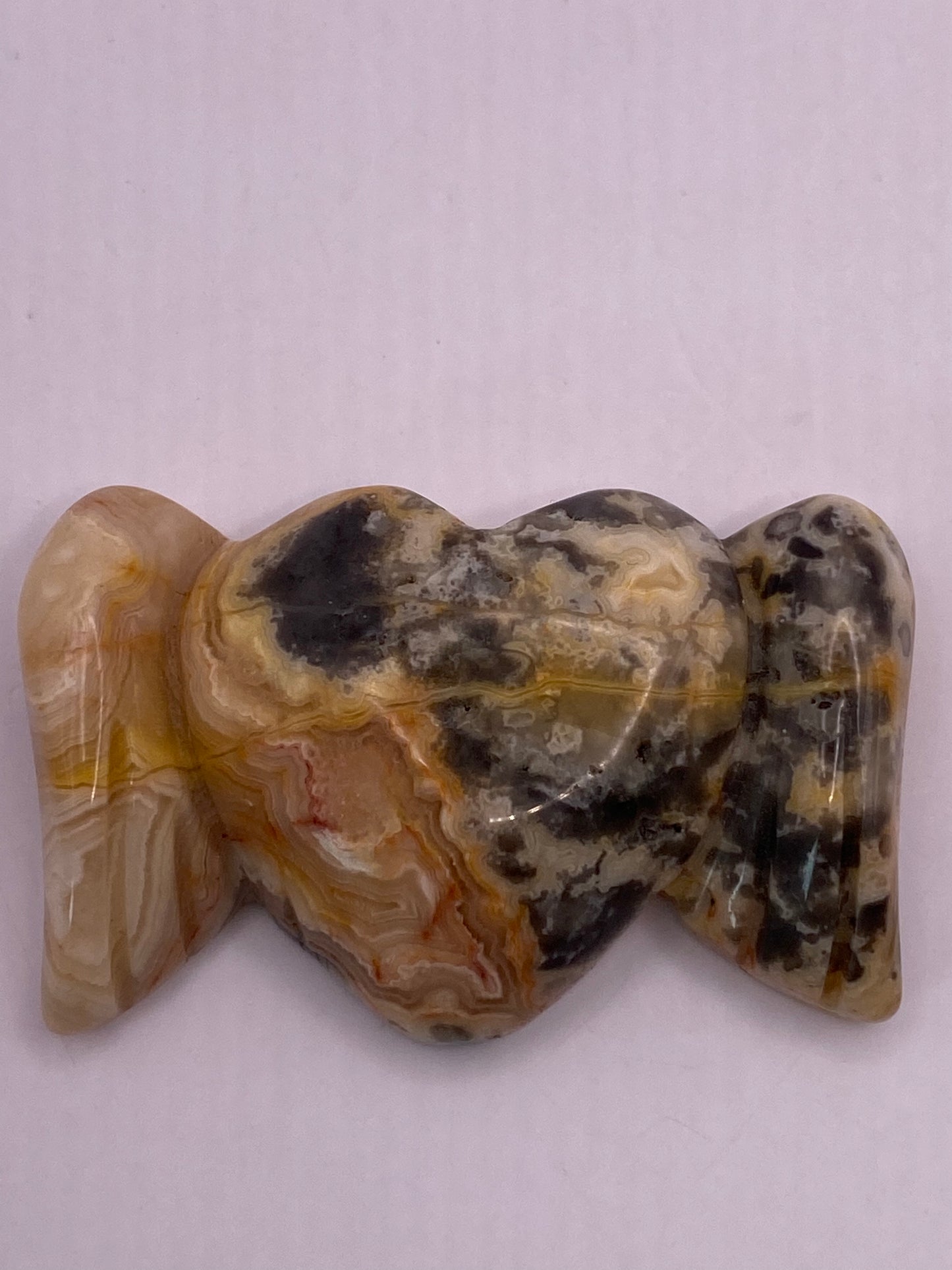 Crazy Lace Agate Heart With Wings