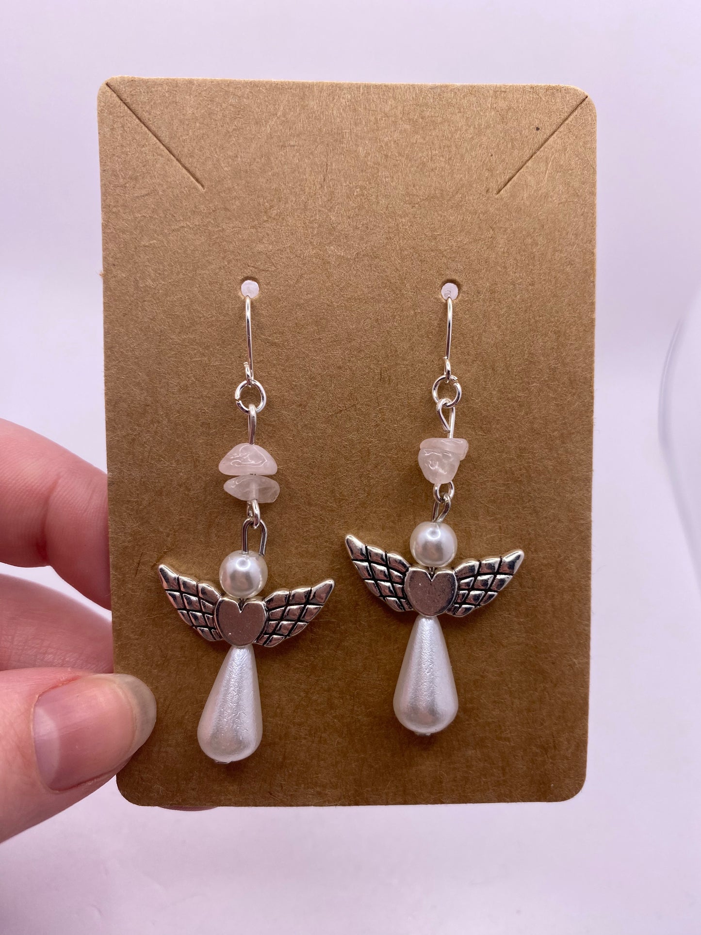 Rose Quartz Angel Earrings