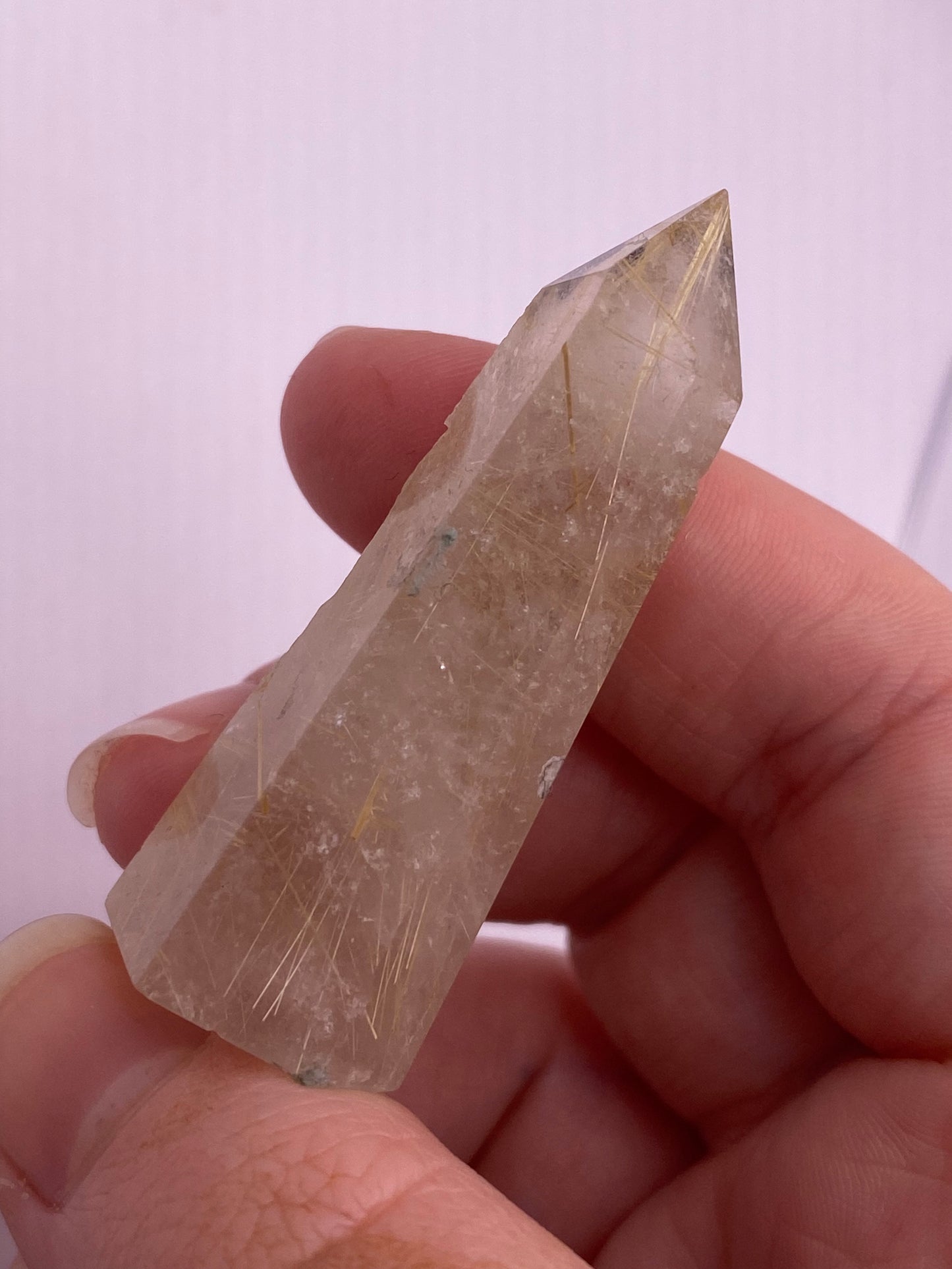 Golden rutile angel hair quartz tower