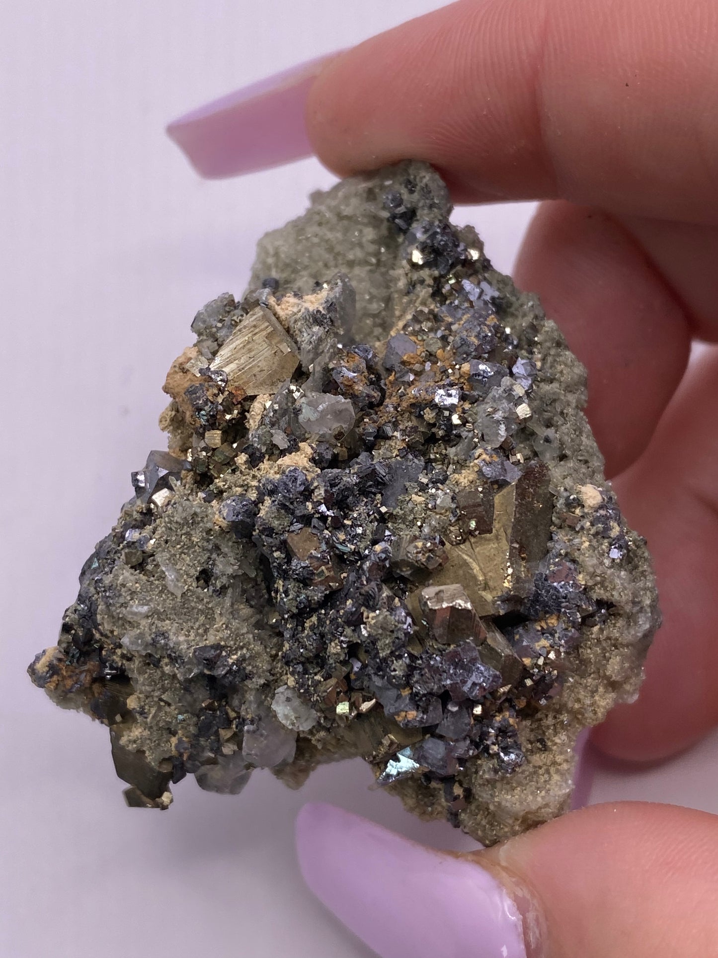 Pyrite, Galena, Quartz and Calcite Cluster