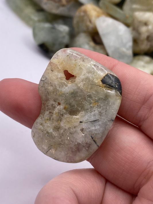 Epidote in prehnite tumble