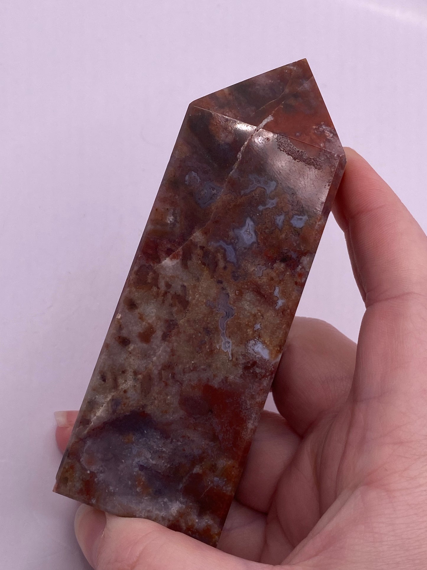 Large Red Moss agate Tower