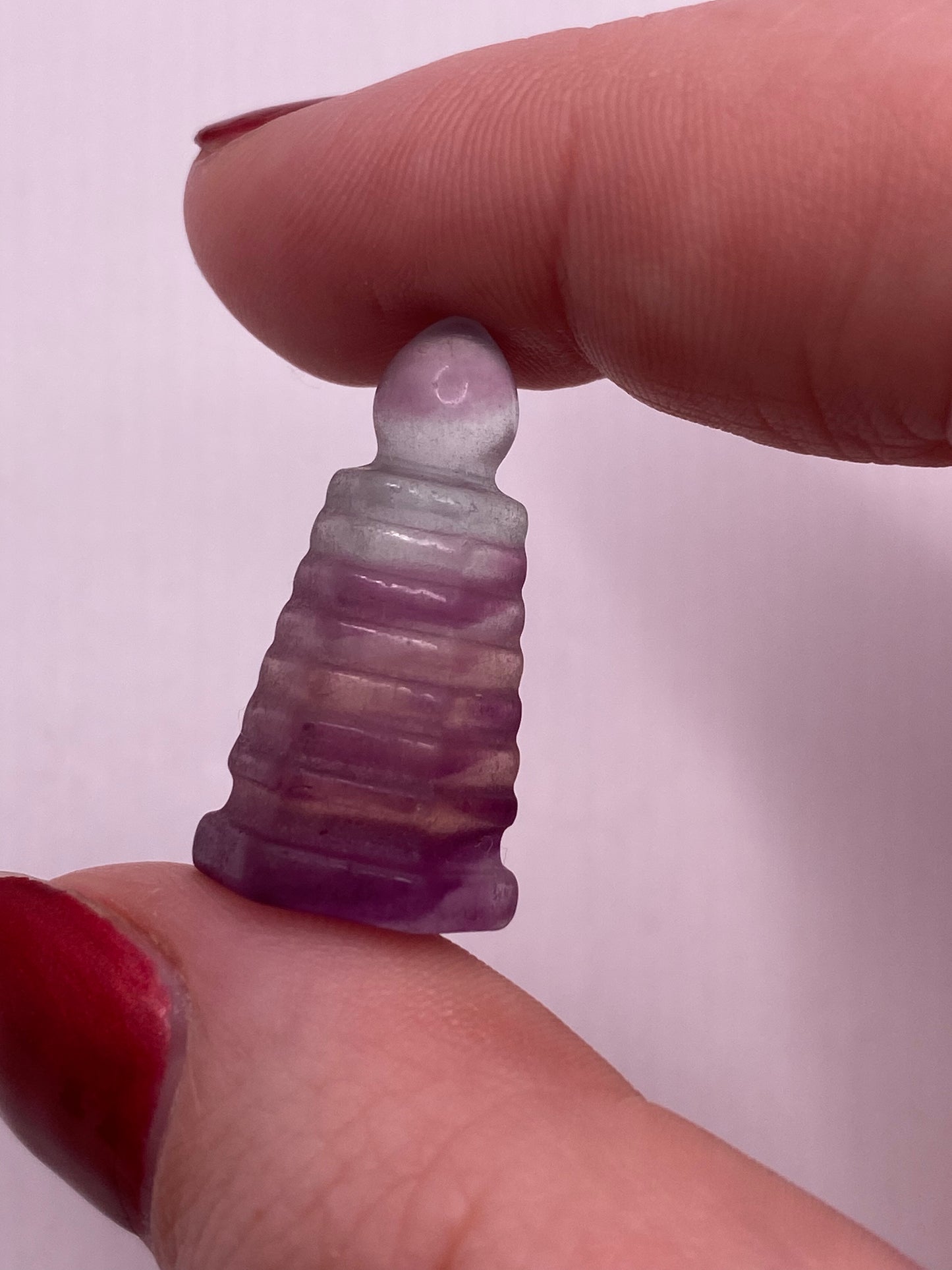 Mini fluorite lighthouse carving