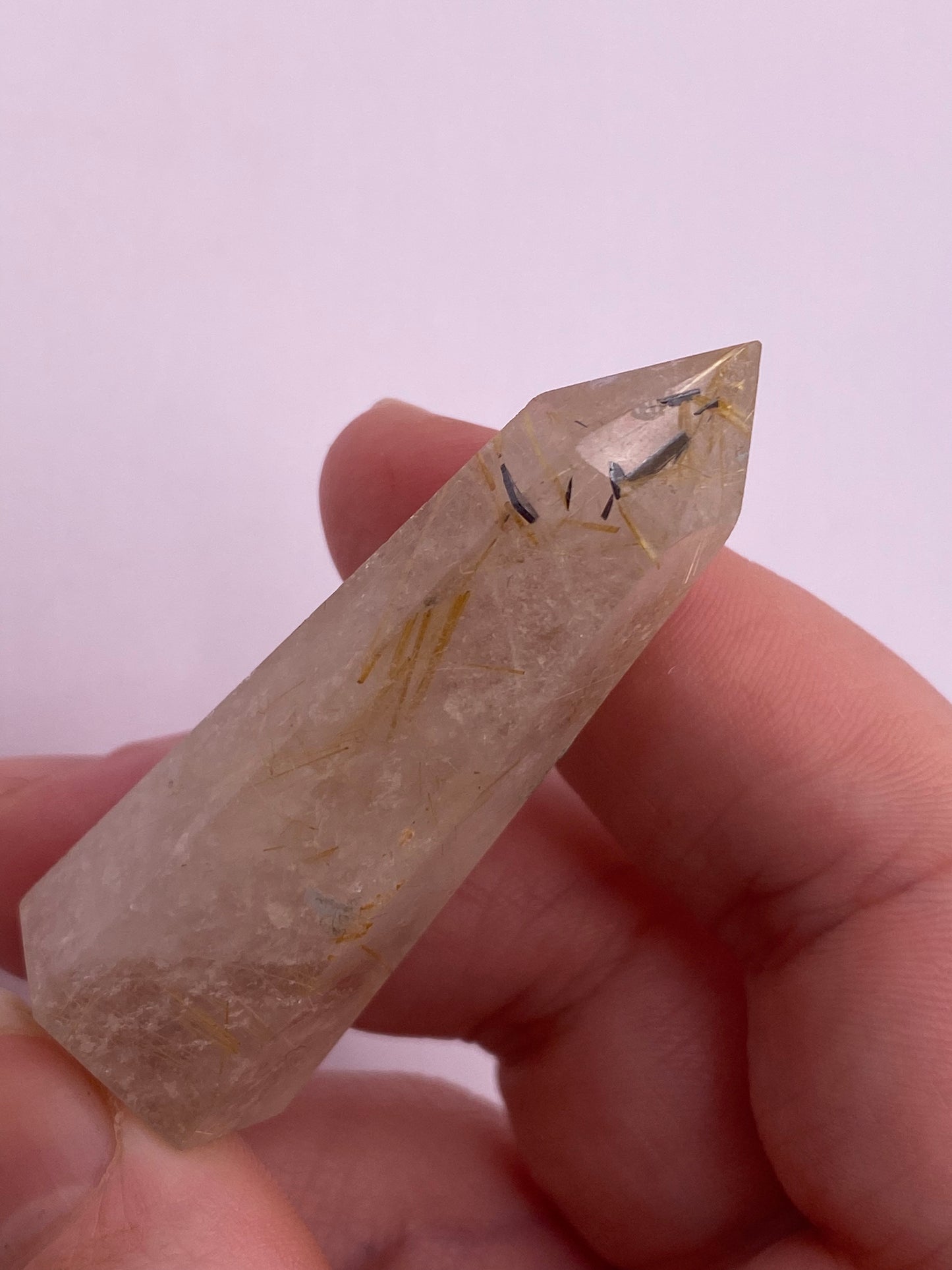 Golden rutile angel hair quartz tower