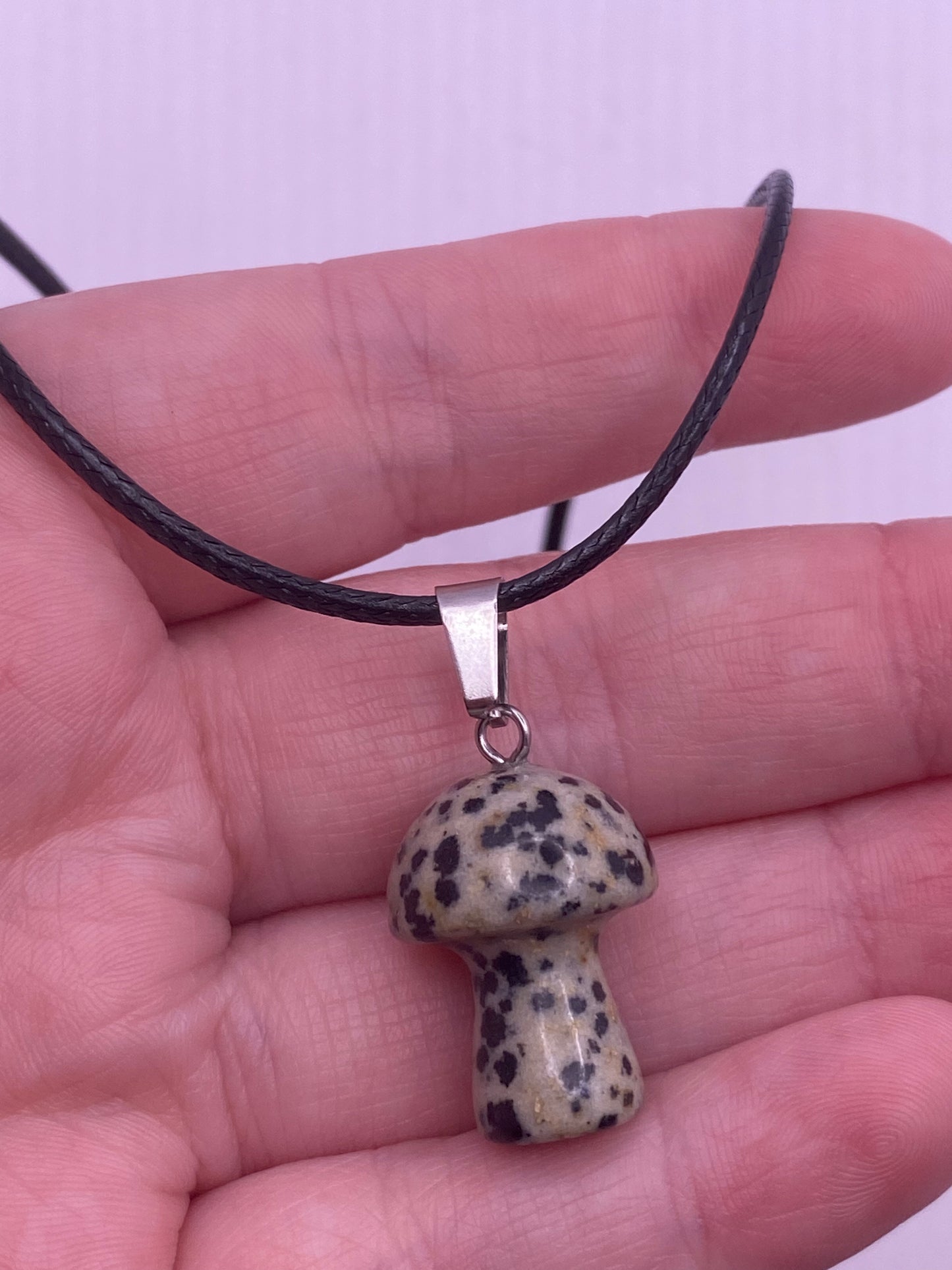 Dalmatian Jasper  Mushroom Necklace