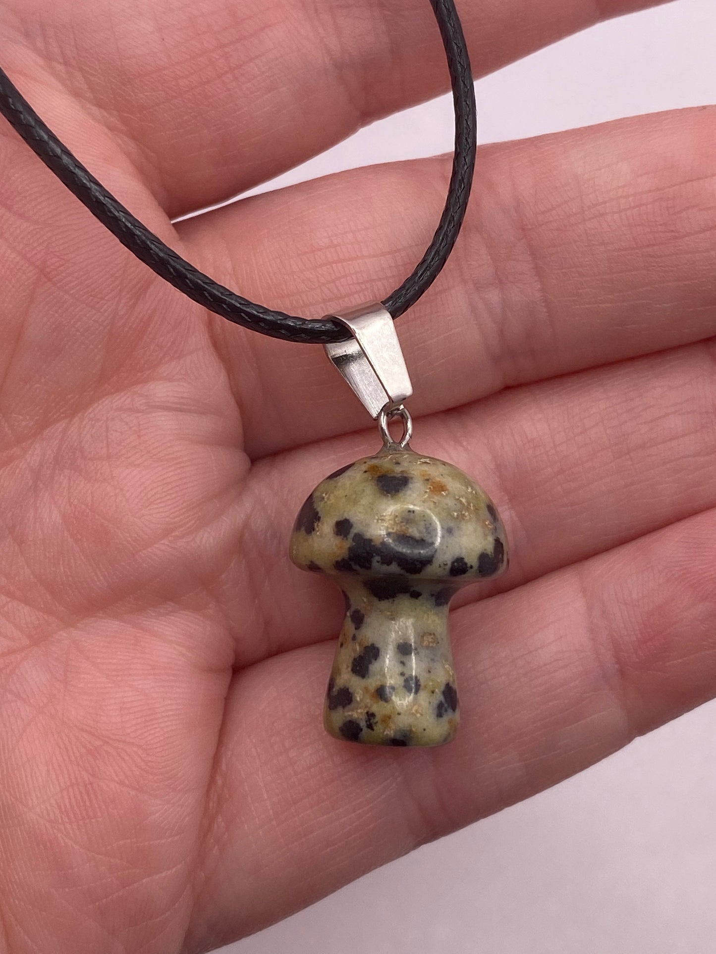 Dalmatian Jasper  Mushroom Necklace