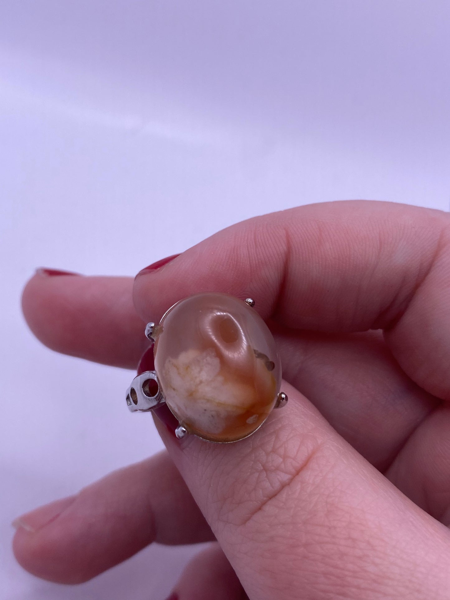 Flower agate adjustable ring