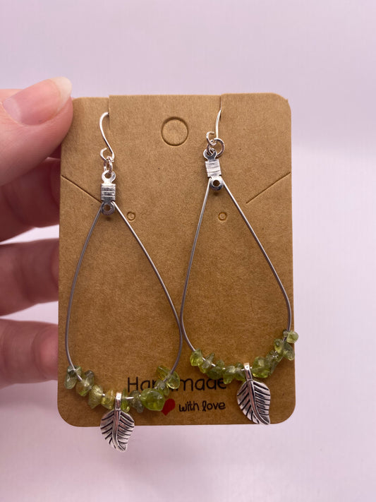 Olivine leaf earrings