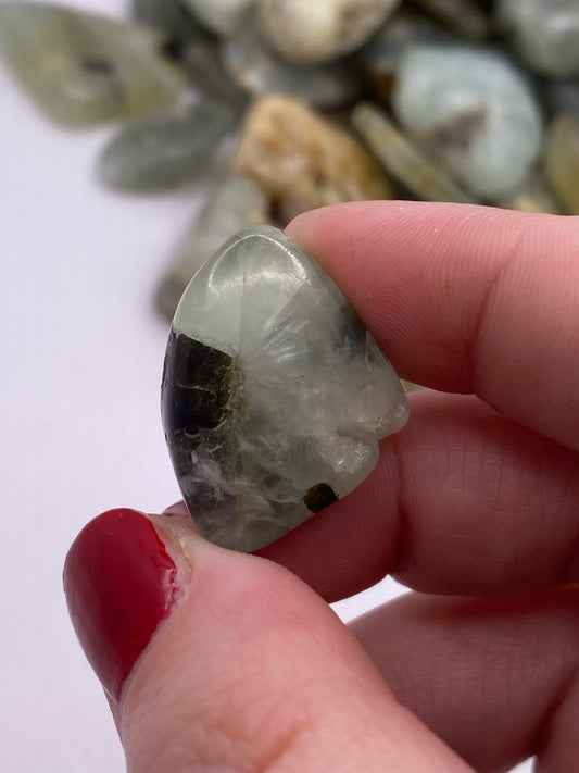 Epidote in Prehnite Tumble