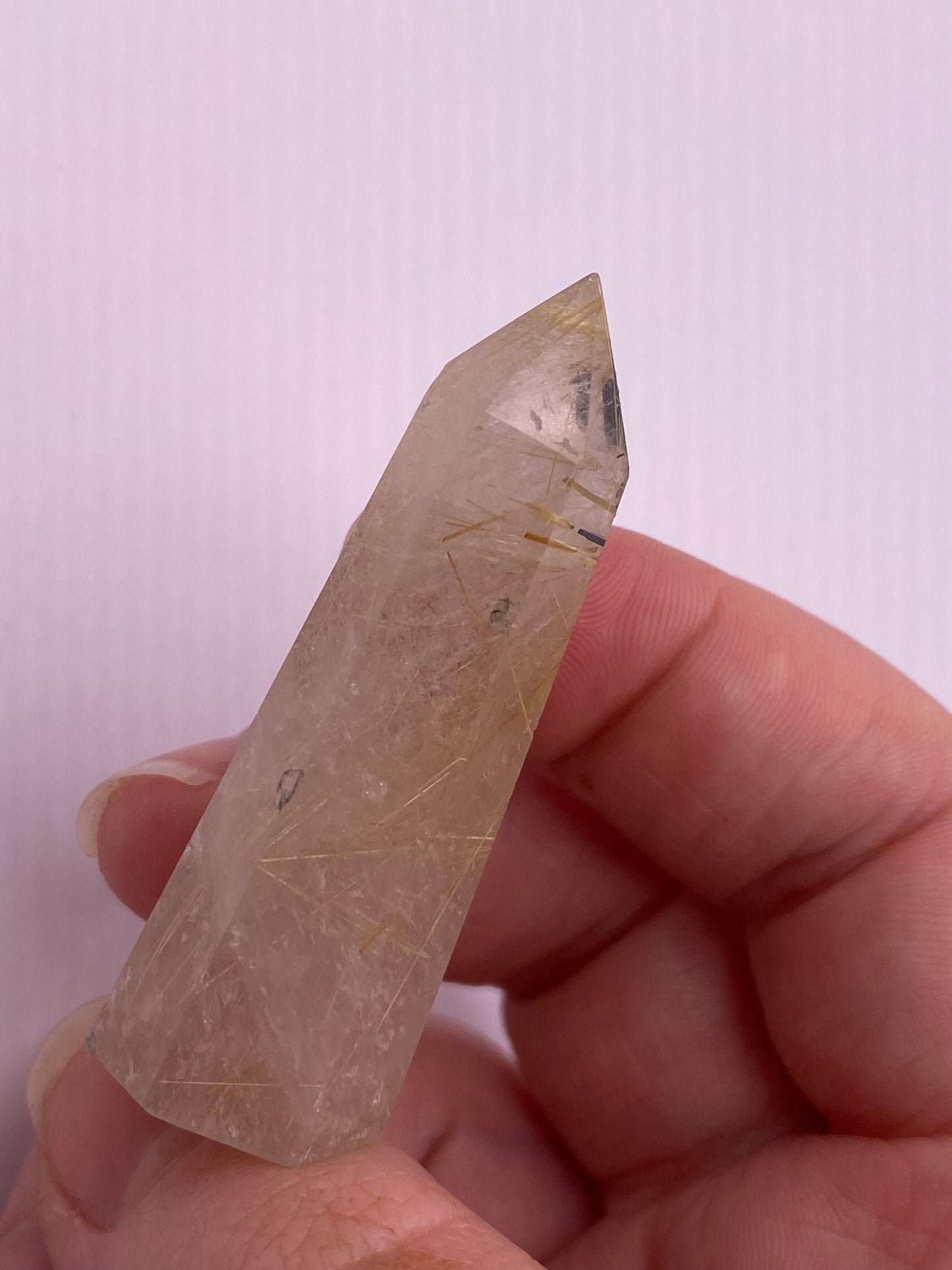 Golden rutile angel hair quartz tower