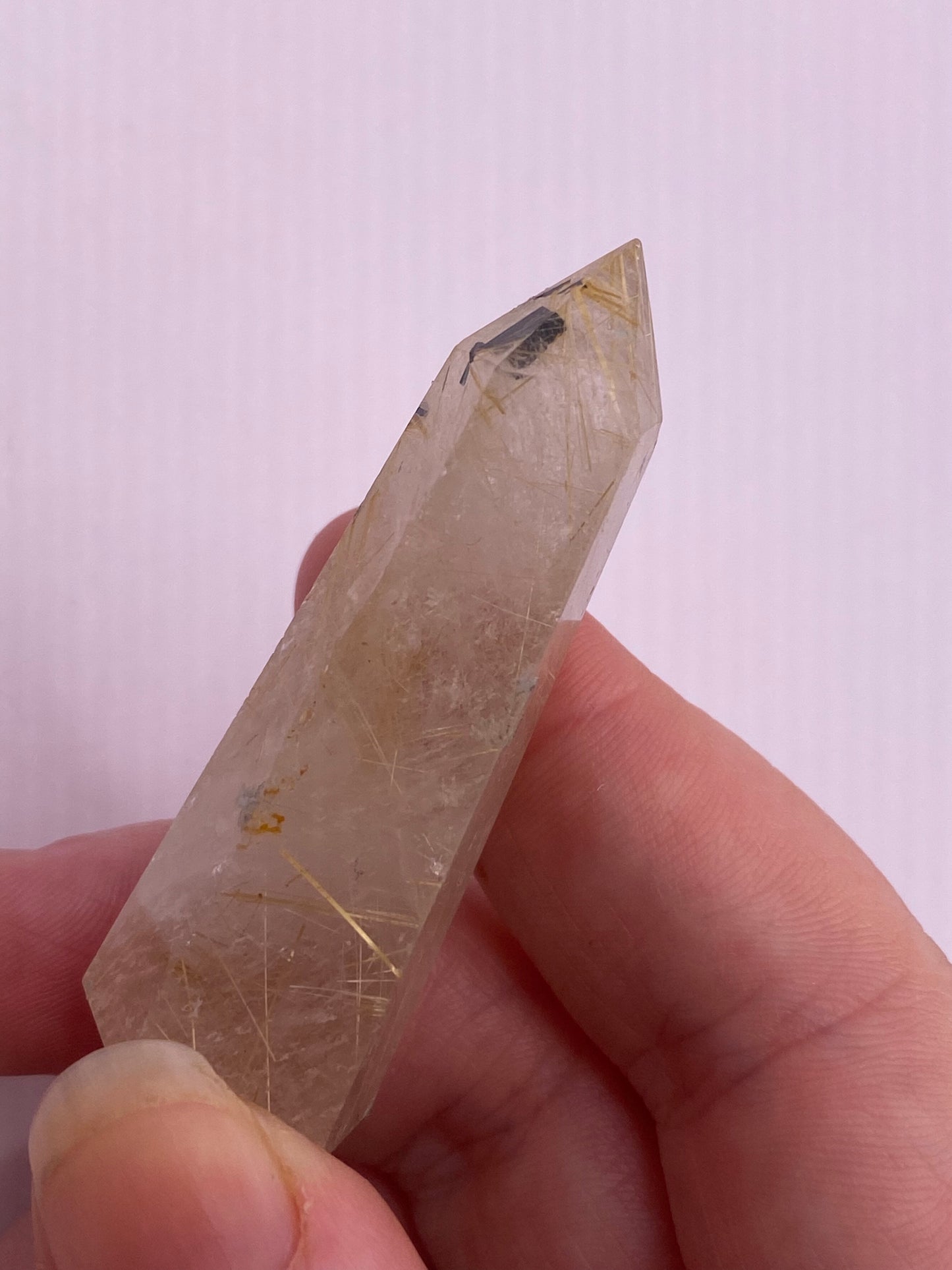 Golden rutile angel hair quartz tower