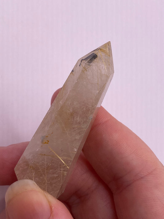 Golden rutile angel hair quartz tower