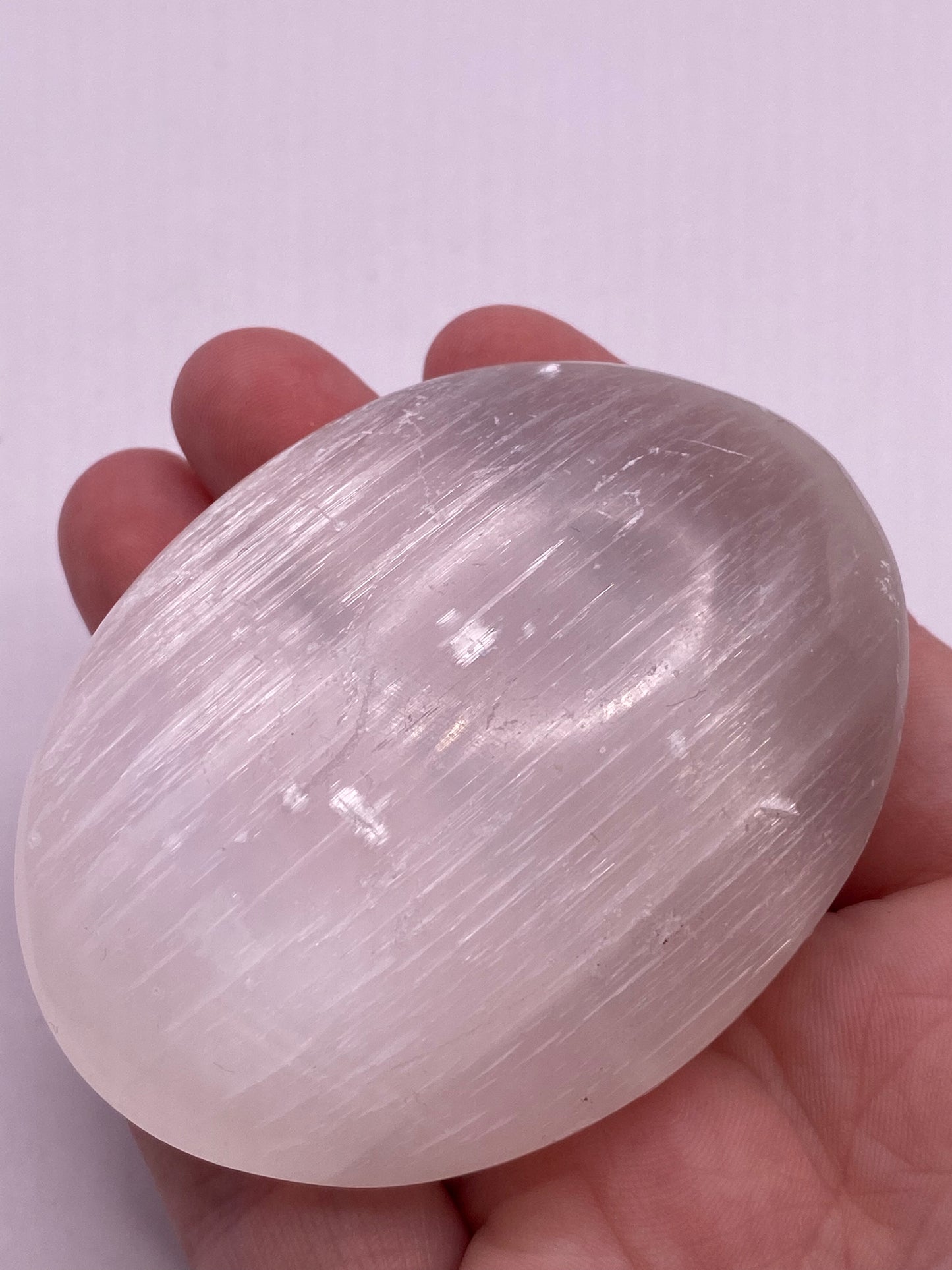 Selenite Palm Stone