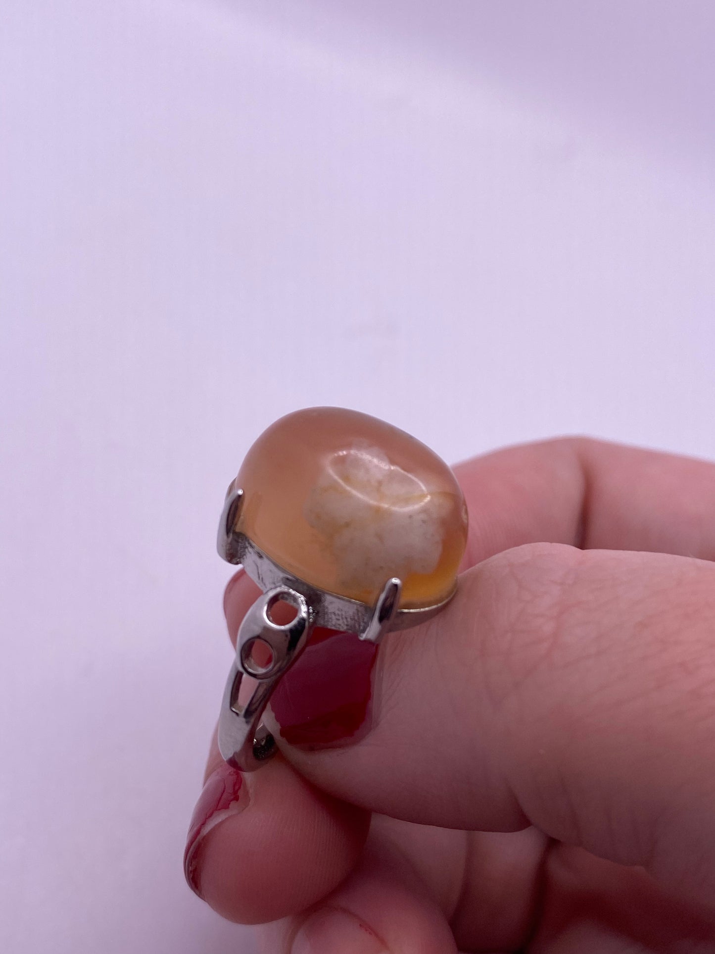 Flower agate adjustable ring