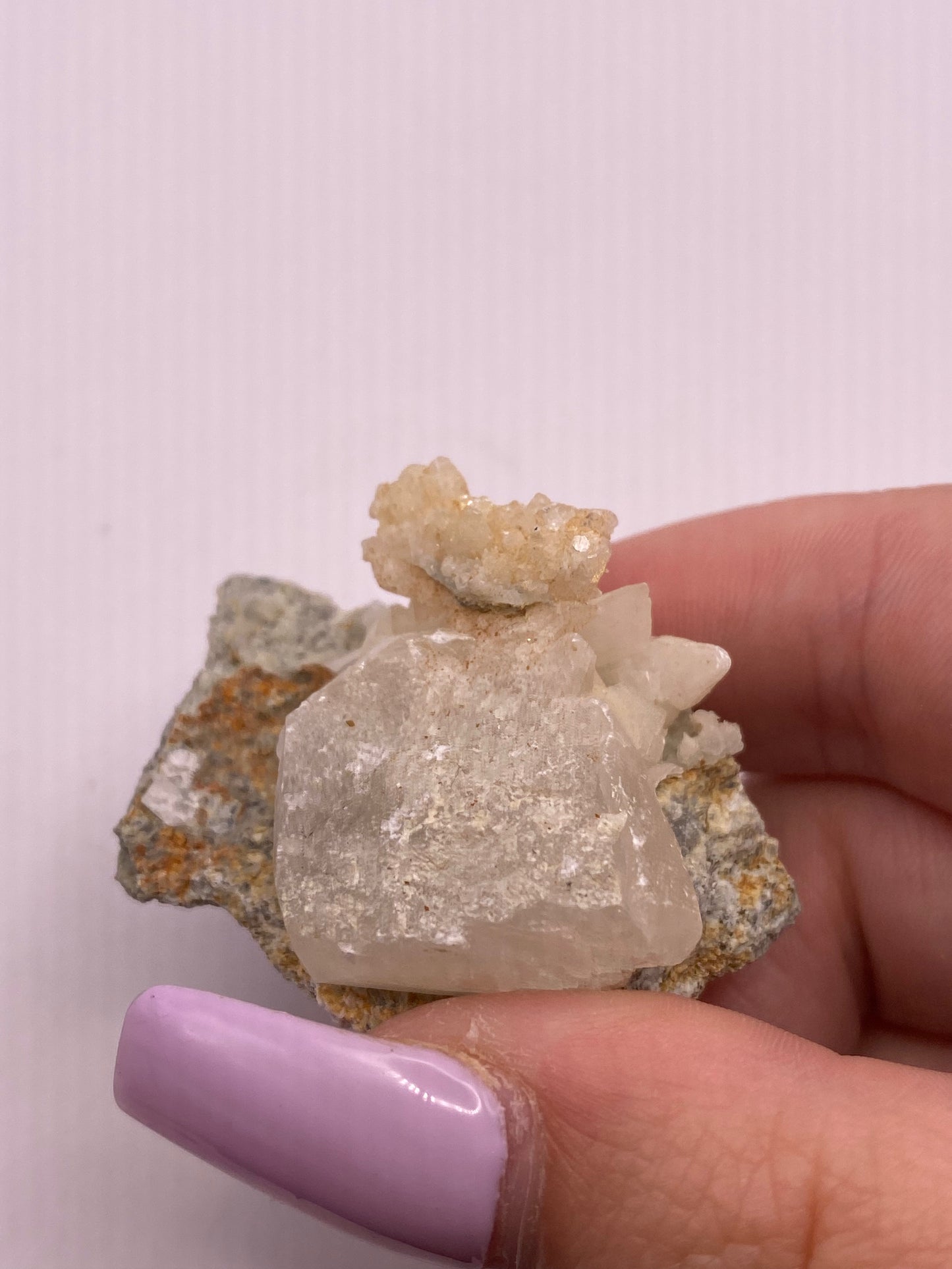 Calcite with Rhodochrosite Cluster