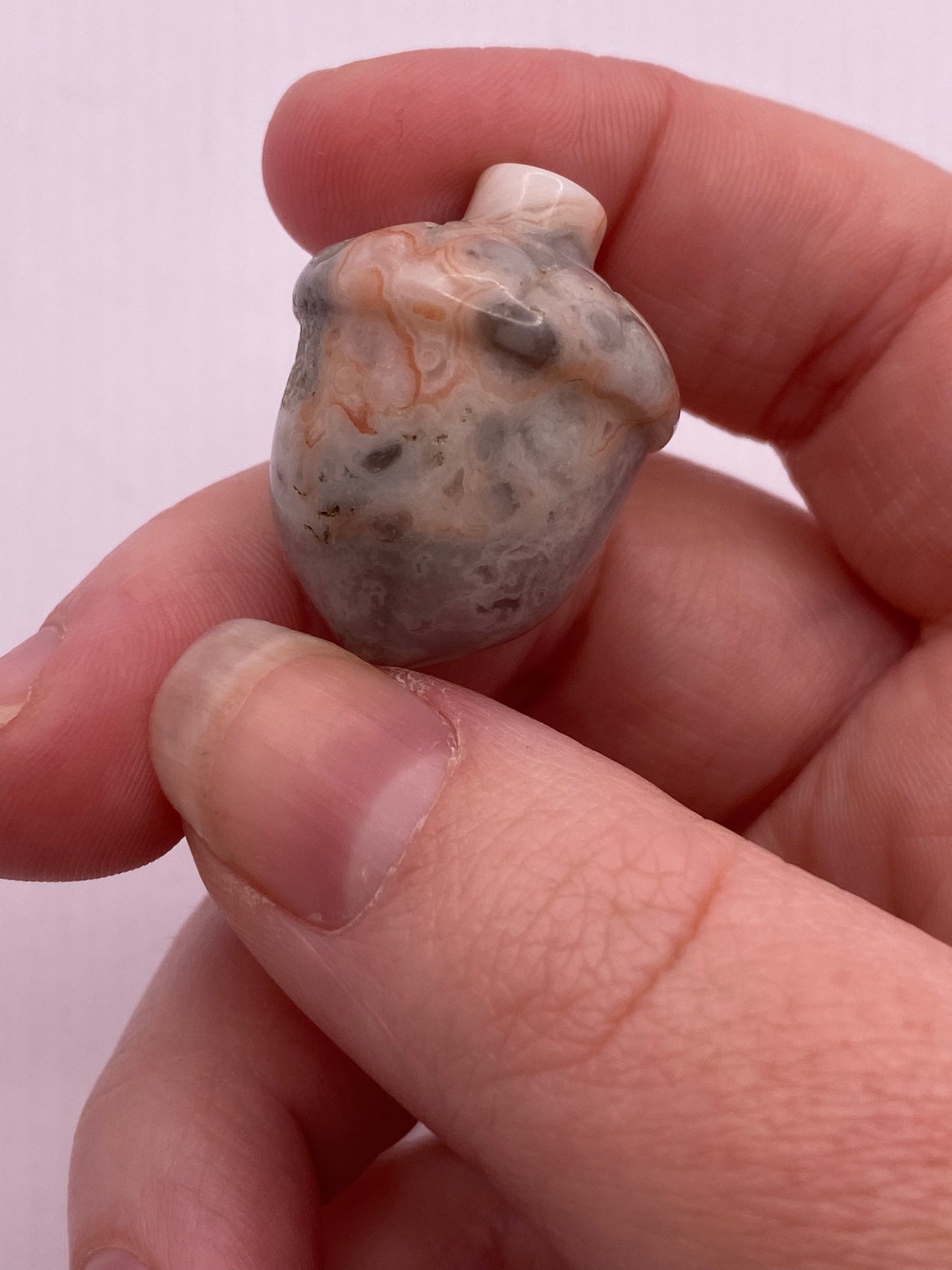 Lace agate acorn