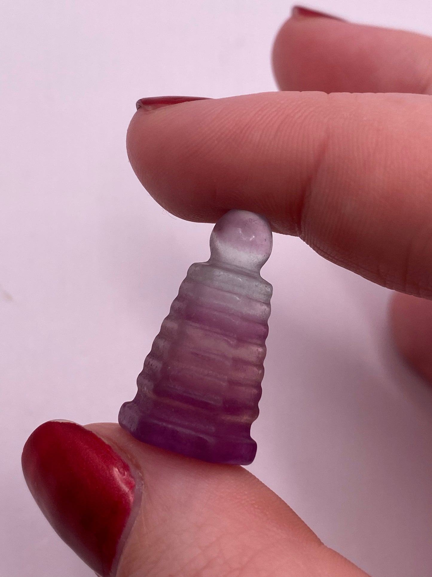 Mini fluorite lighthouse carving