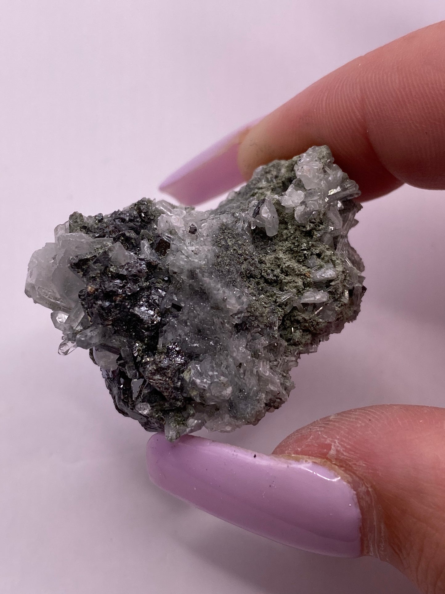 Frosty Quartz, Pyrite, Galena and Calcite Cluster