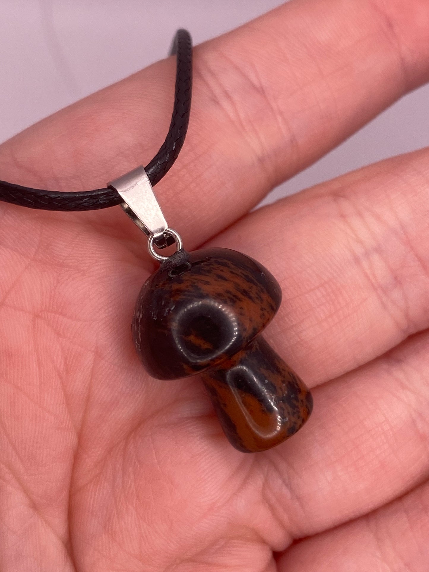 Mahogany Obsidian  Mushroom Necklace