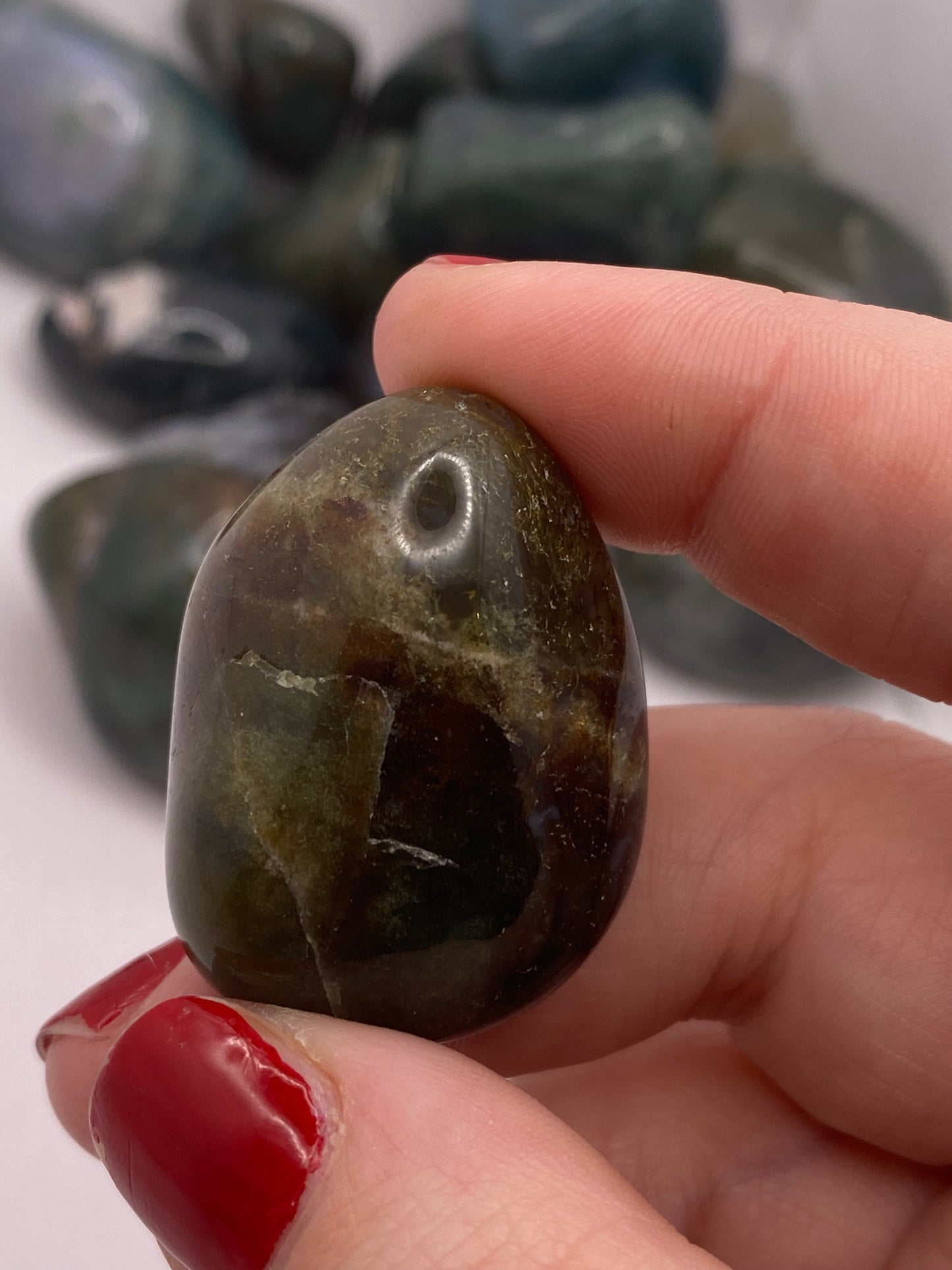 Moss agate tumble