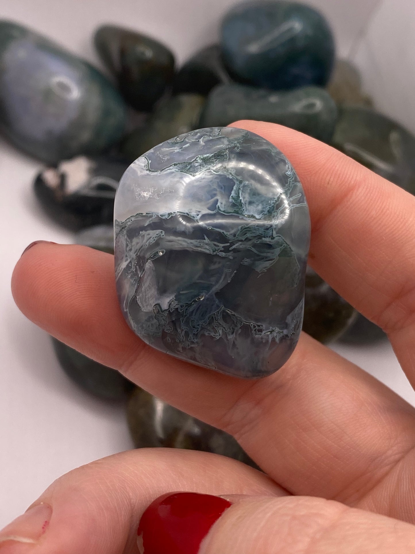 Moss agate tumble