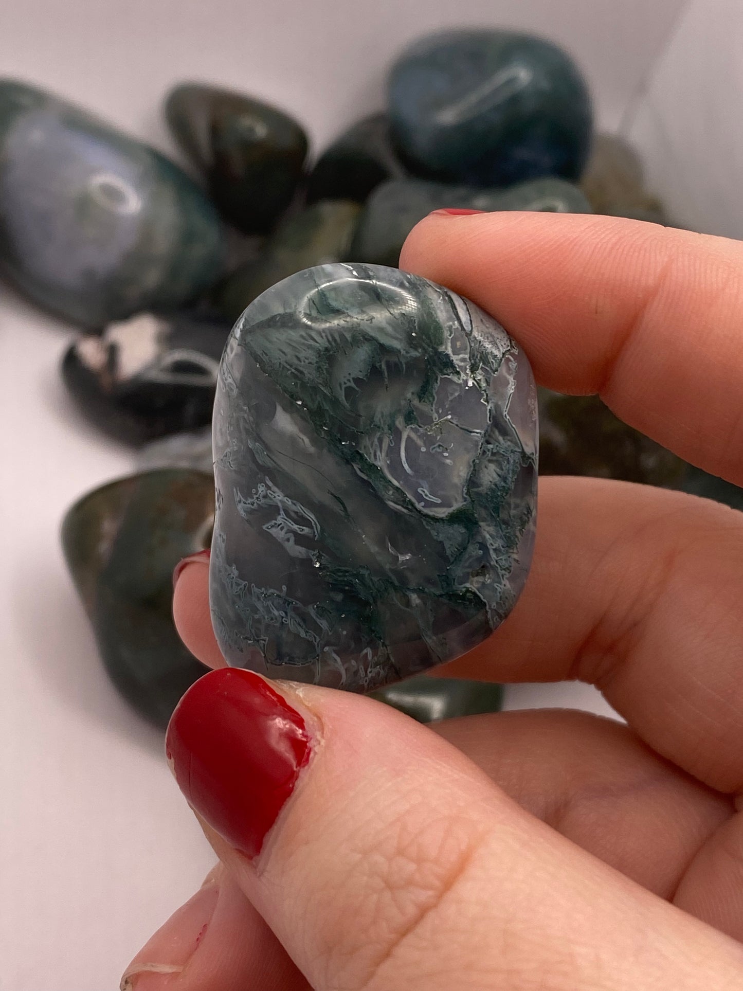 Moss agate tumble