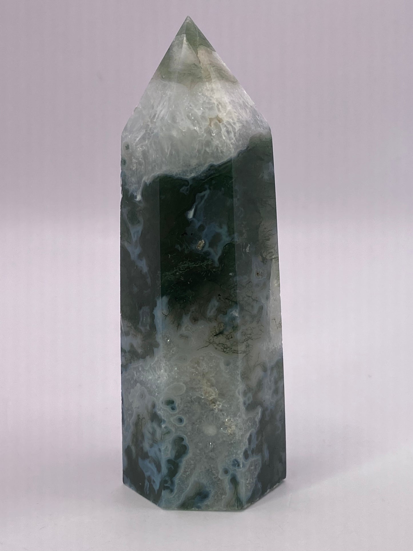 Large Moss Agate Tower