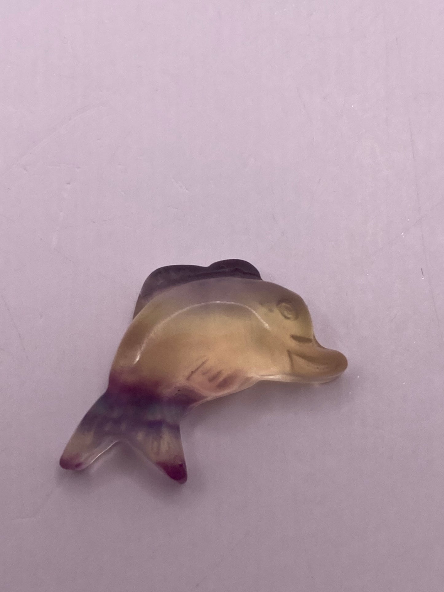 Mini fluorite dolphin carving