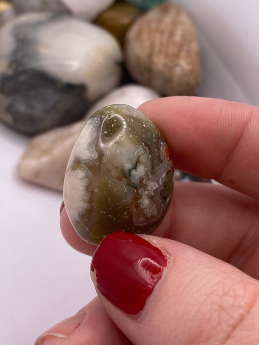 Green Flower Agate tumble